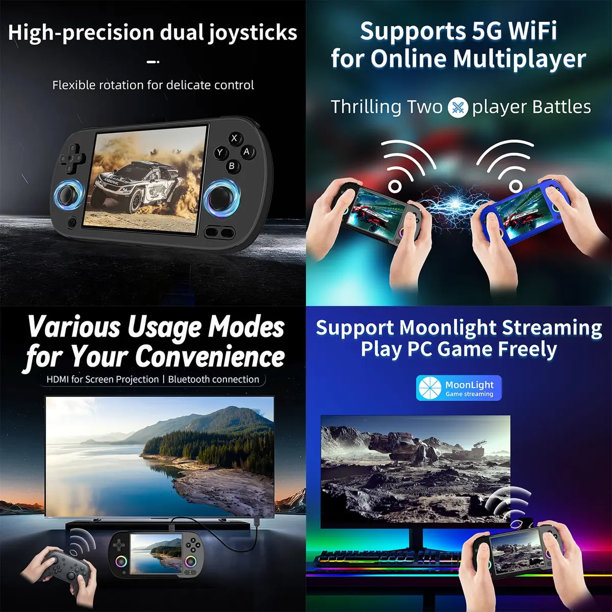Doriteney RG40XXH Retro Handheld Game Console 4.0-inch IPS Screen Linux System 64GB | 5000+ Games RGB Lighting - view 3