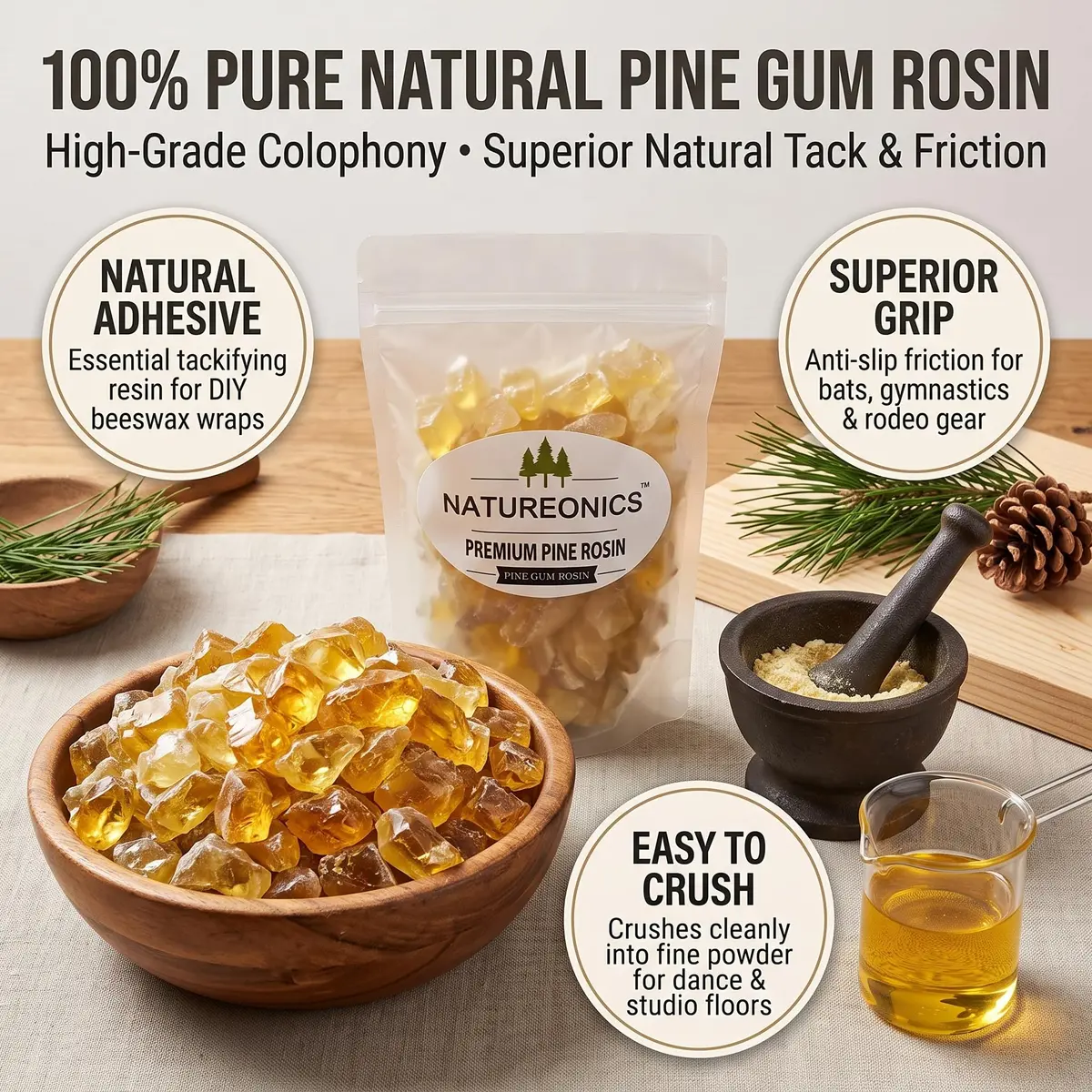 Natureonics Pine Rosin 1 Lb | Natural Pine Resin for Beeswax Wraps, Dancers & DIY Projects - view 4