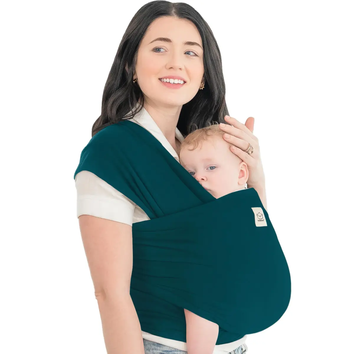 KeaBabies Original Baby Wrap Carrier Peacock Green | Ergonomic, IHDI Certified, Breathable Fabric for Newborns to Toddlers (7-35 lbs) - main product image