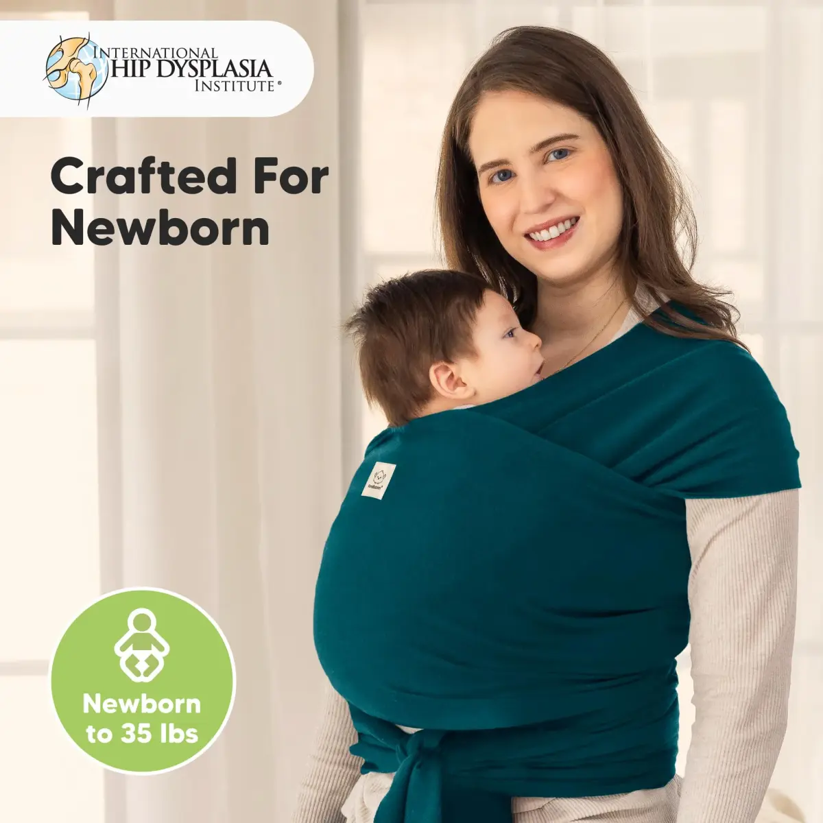 KeaBabies Original Baby Wrap Carrier Peacock Green | Ergonomic, IHDI Certified, Breathable Fabric for Newborns to Toddlers (7-35 lbs) - view 2
