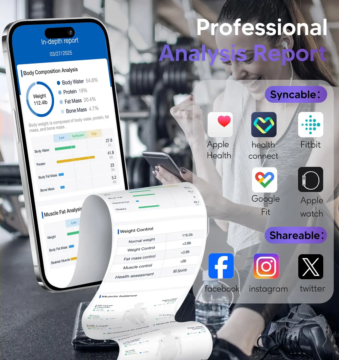 GE Smart Body Composition Analyzer Scale 2.05 kg (4.5 lb) | 50+ Metrics with FDA Approved Technology - view 6