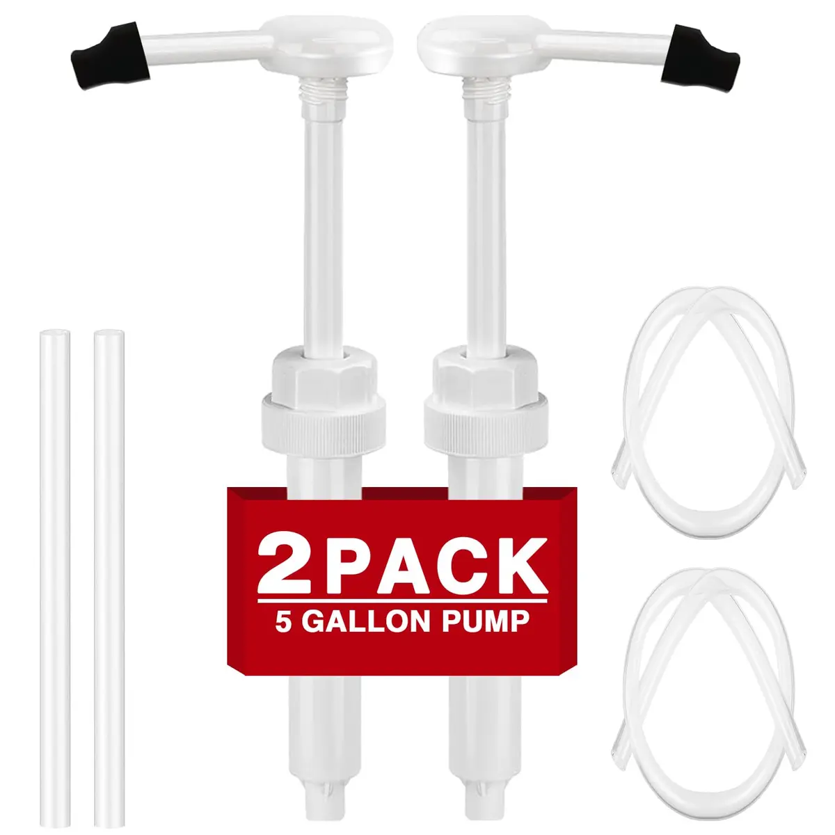 DupakSYS 2 Pack 5 Gallon Pump Dispenser 1 oz Pump with 50cm Extended Tube | Dispenses 30cc Per Press - main product image