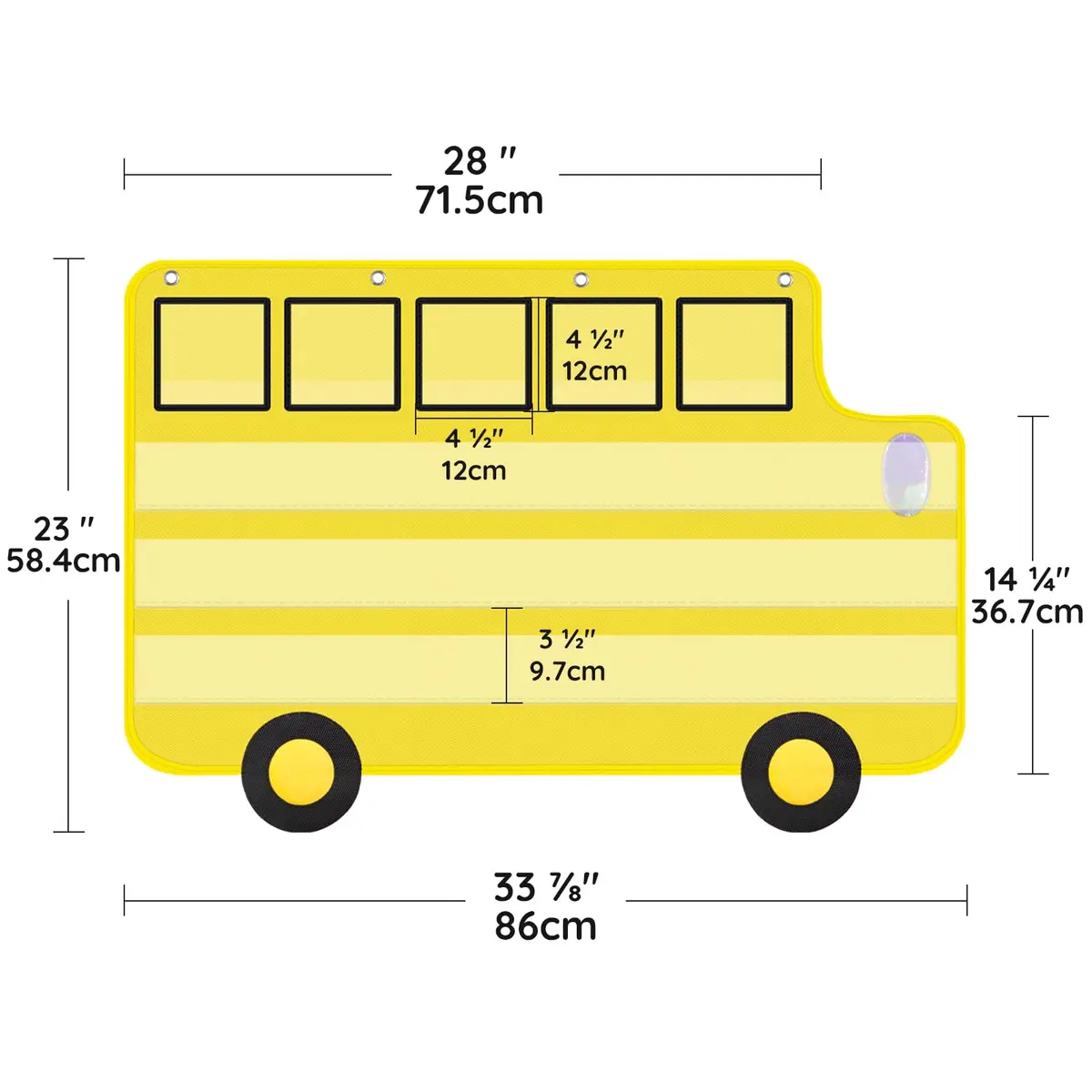 ALSLEA School Bus Shaped Pocket Chart 86cm x 56cm (33 ⅞ " x 22") | Large Classroom Hanging Organizer - view 6
