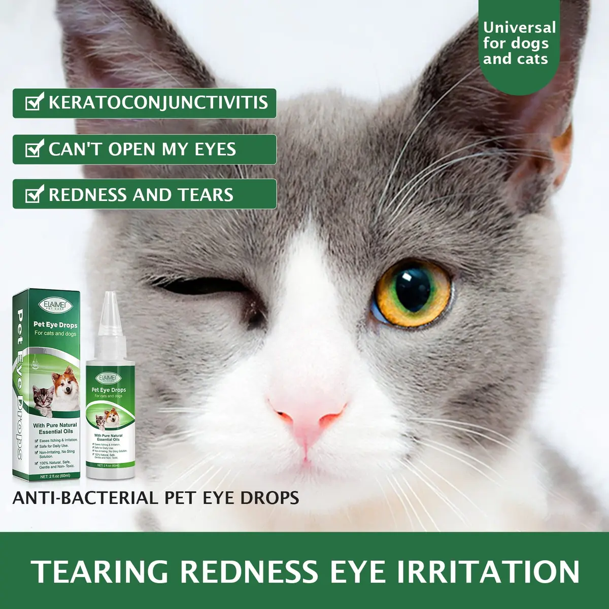 QRZBPZWE Pet Eye Drops for Dogs & Cats 60ml (2 Fl Oz) | Gentle Relief for Itching, Irritation & Allergies - view 6