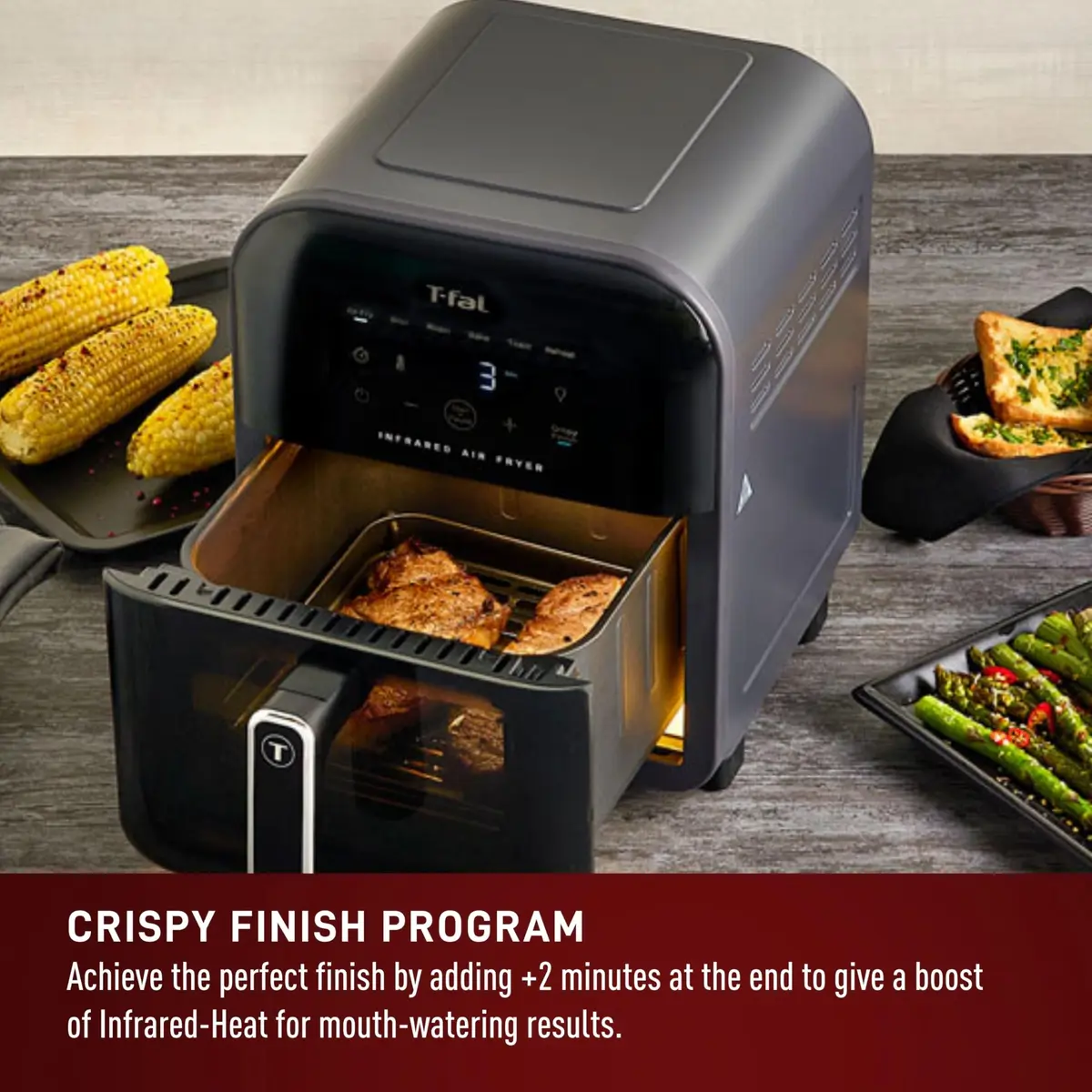 T-Fal Infrared Air Fryer 6 Qt | 7-in-1 Digital Touch Screen, No-Shake Technology, 1550W, Black - view 7