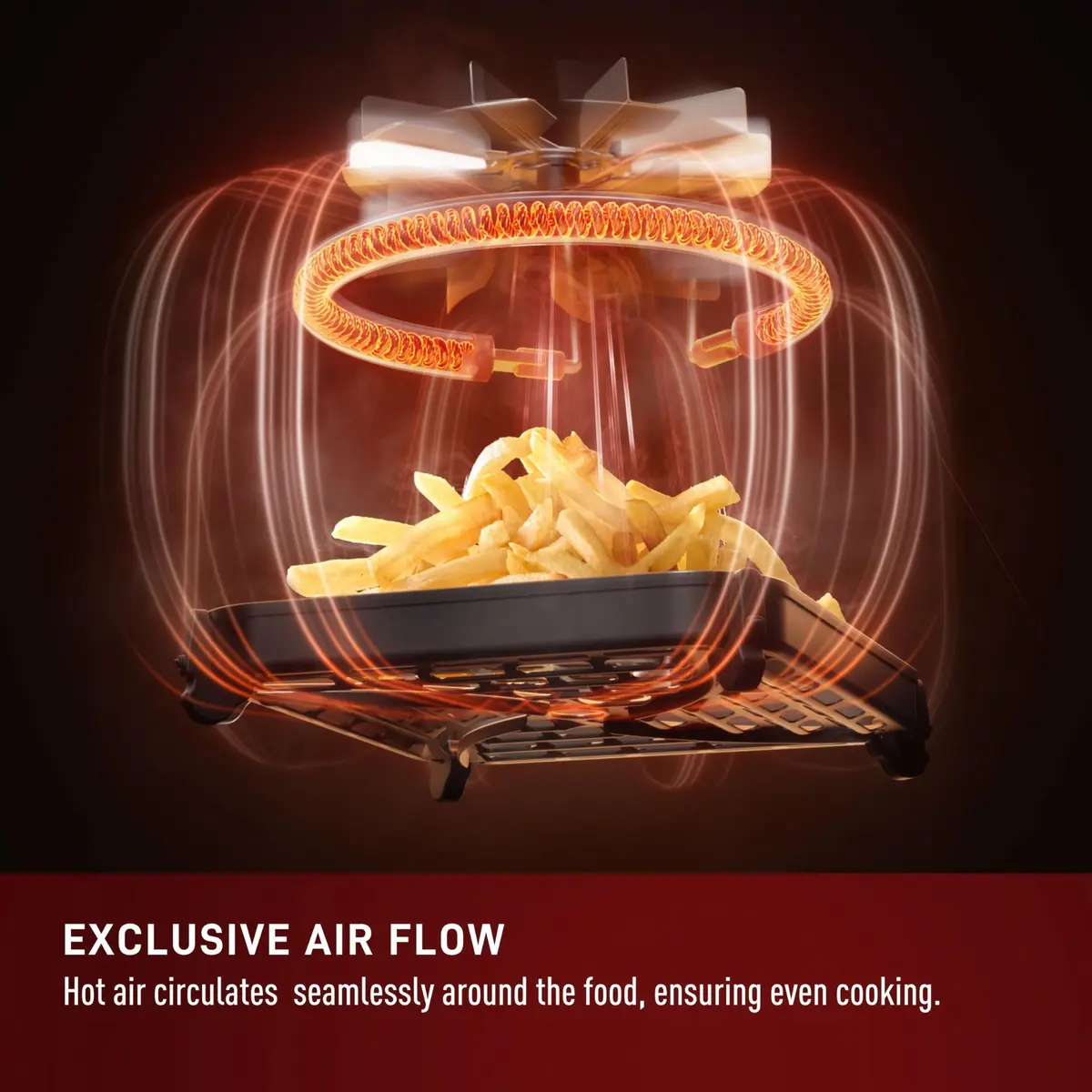 T-Fal Infrared Air Fryer 6 Qt | 7-in-1 Digital Touch Screen, No-Shake Technology, 1550W, Black - view 4