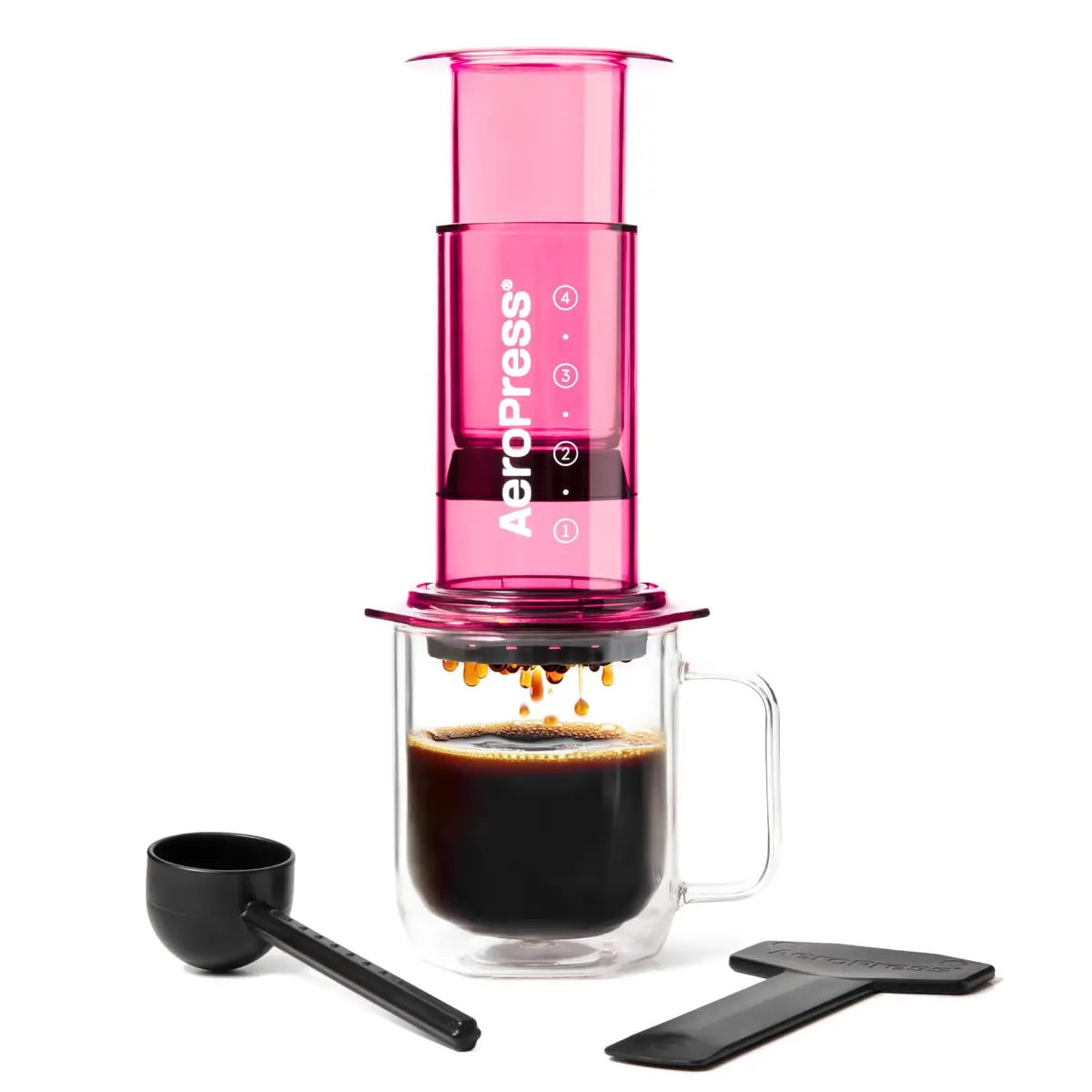 AeroPress Clear Pink Coffee Press | Portable 3-in-1 Brew Tech, Shatterproof Tritan, 10oz - main product image