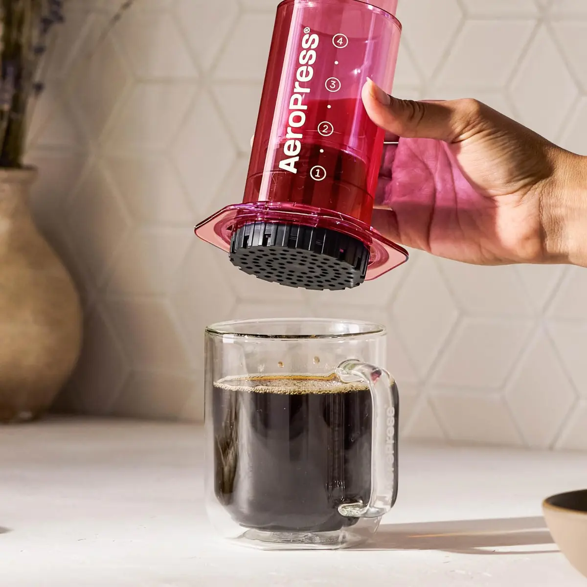 AeroPress Clear Pink Coffee Press | Portable 3-in-1 Brew Tech, Shatterproof Tritan, 10oz - view 5