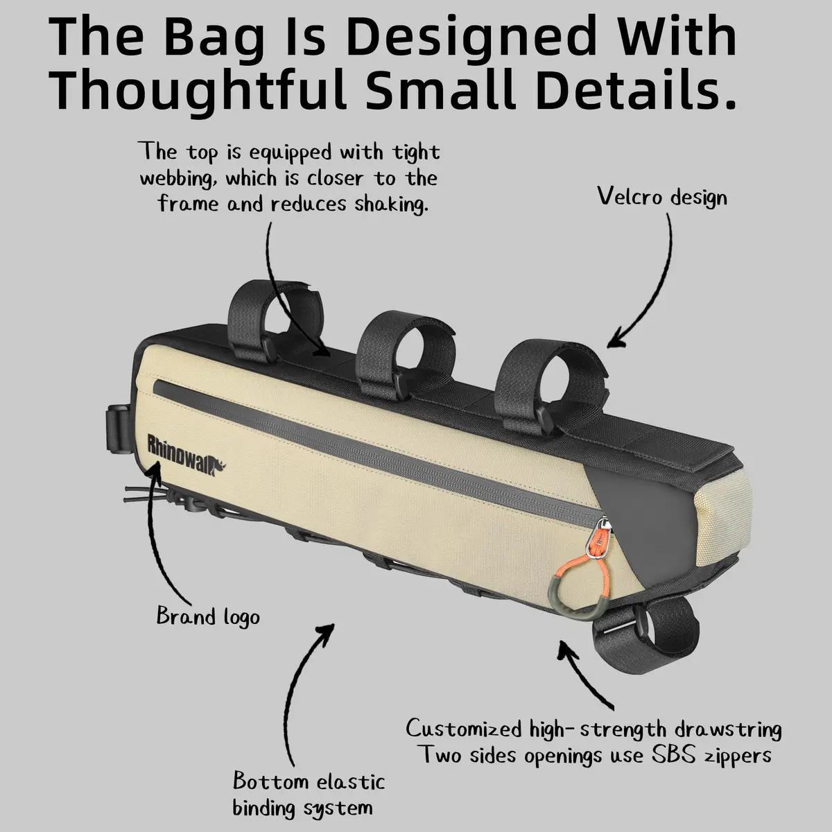Rhinowalk Bike Frame Bag Waterproof Triangle Bicycle Under Top Tube Pouch 2.1L (Black) - view 4
