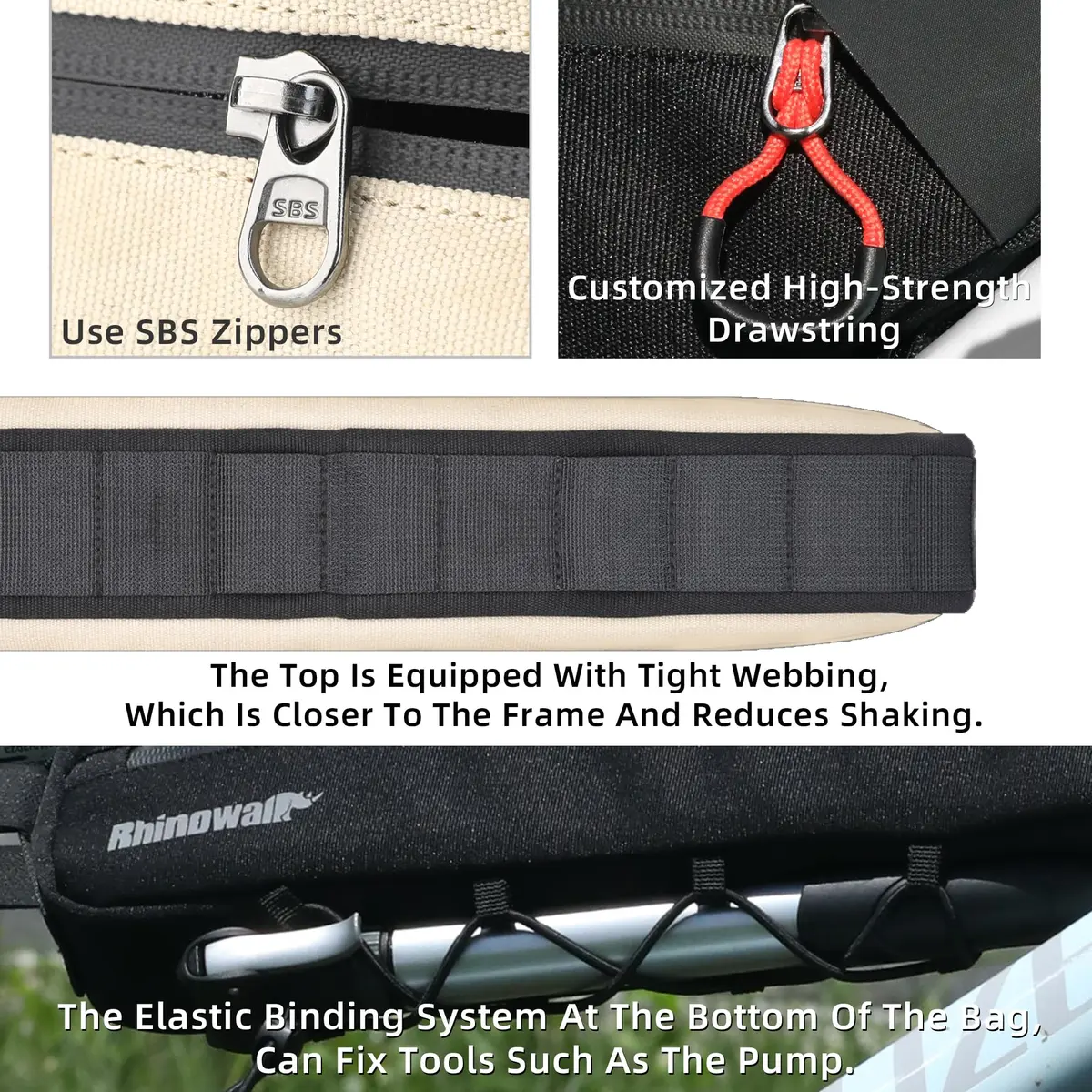 Rhinowalk Bike Frame Bag Waterproof Triangle Bicycle Under Top Tube Pouch 2.1L (Black) - view 5