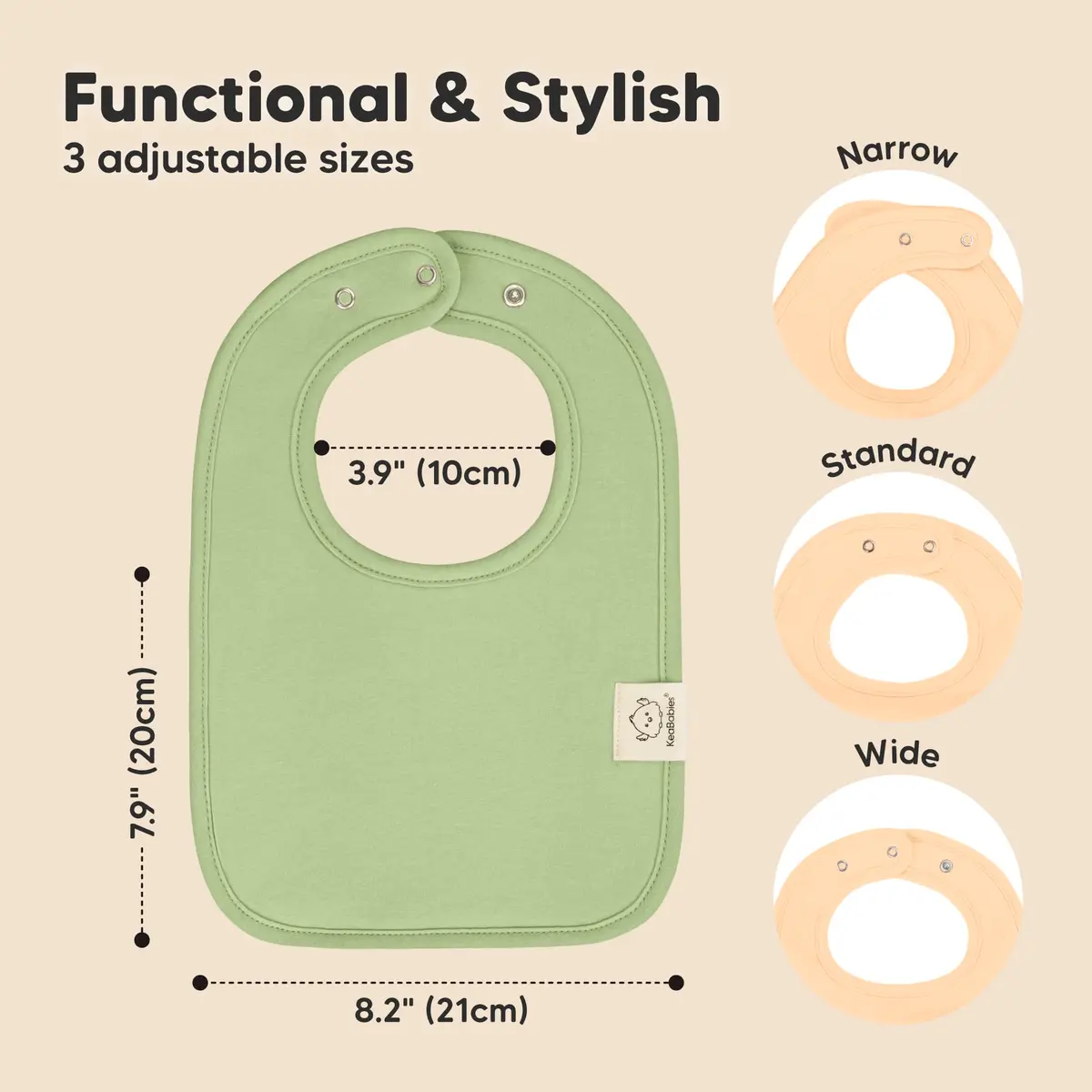 KeaBabies Organic Baby Bibs 8-Pack Dew | Ultra-Absorbent Cotton, Adjustable Nickel-Free Snaps - view 2