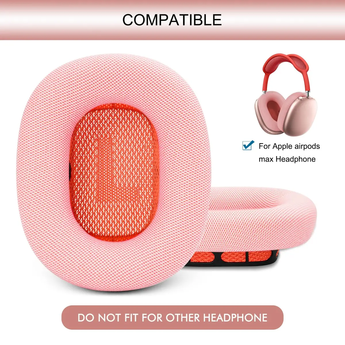 GEVO Pink Replacement Ear Cushions for AirPods Max 1 & 2 Headphones | Memory Foam & Magnetic Attachment - view 2