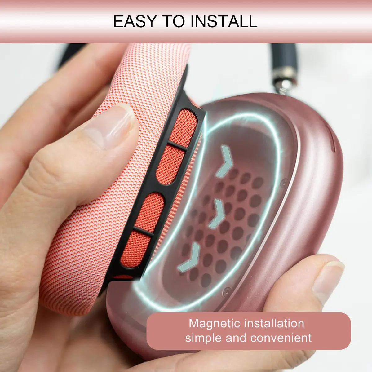 GEVO Pink Replacement Ear Cushions for AirPods Max 1 & 2 Headphones | Memory Foam & Magnetic Attachment - view 3