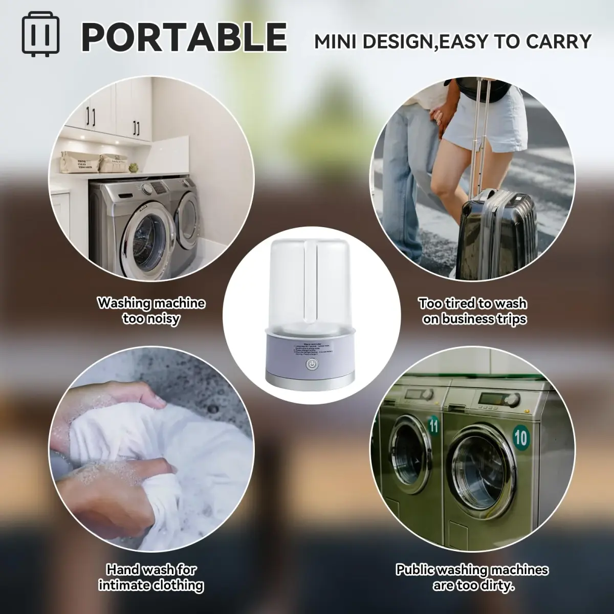 SUNHAIXIA Portable Mini Washing Machine | 1L Purple Washer | Compact Deep Cleans Underwear, Baby Clothes, Small Laundry - view 5