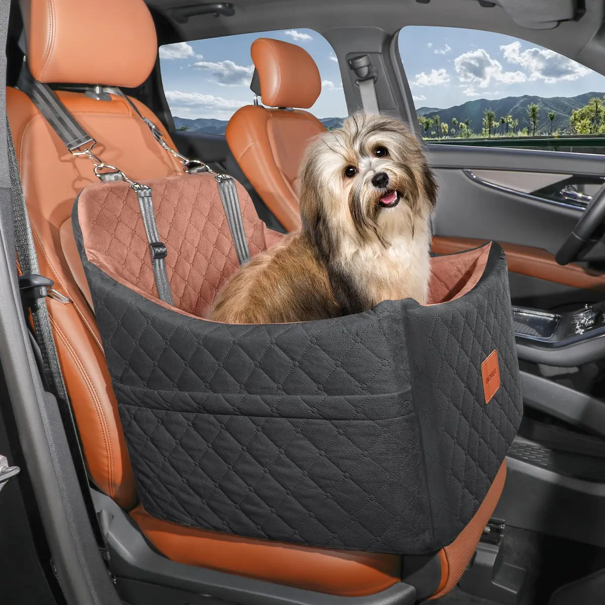 INDYBUD Dog Car Seat for Small/Medium Dogs | Memory Foam Travel Safety Booster (19 in) with Washable Cover - view 2