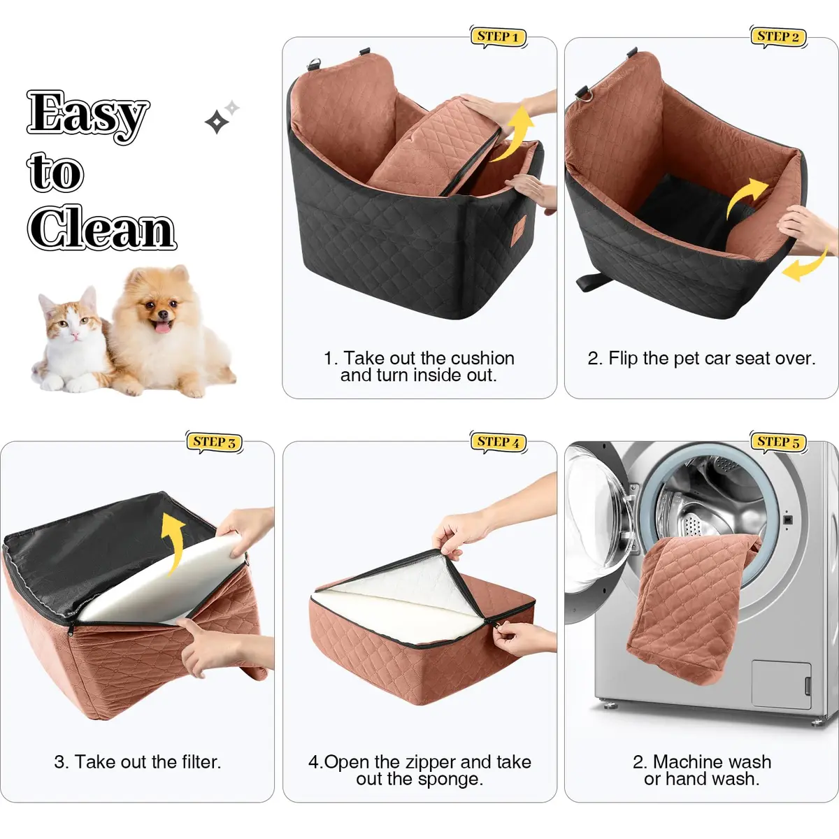 INDYBUD Dog Car Seat for Small/Medium Dogs | Memory Foam Travel Safety Booster (19 in) with Washable Cover - view 4