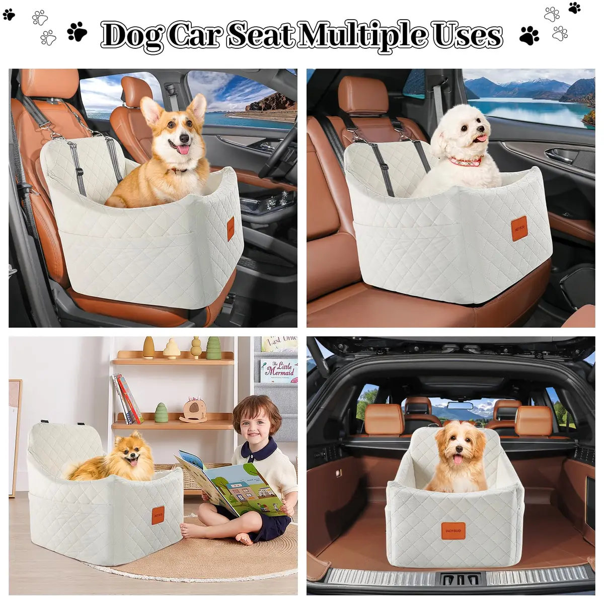 INDYBUD Dog Car Seat for Dogs up to 35lbs | Adjustable, Washable & Safe Travel Companion - view 6