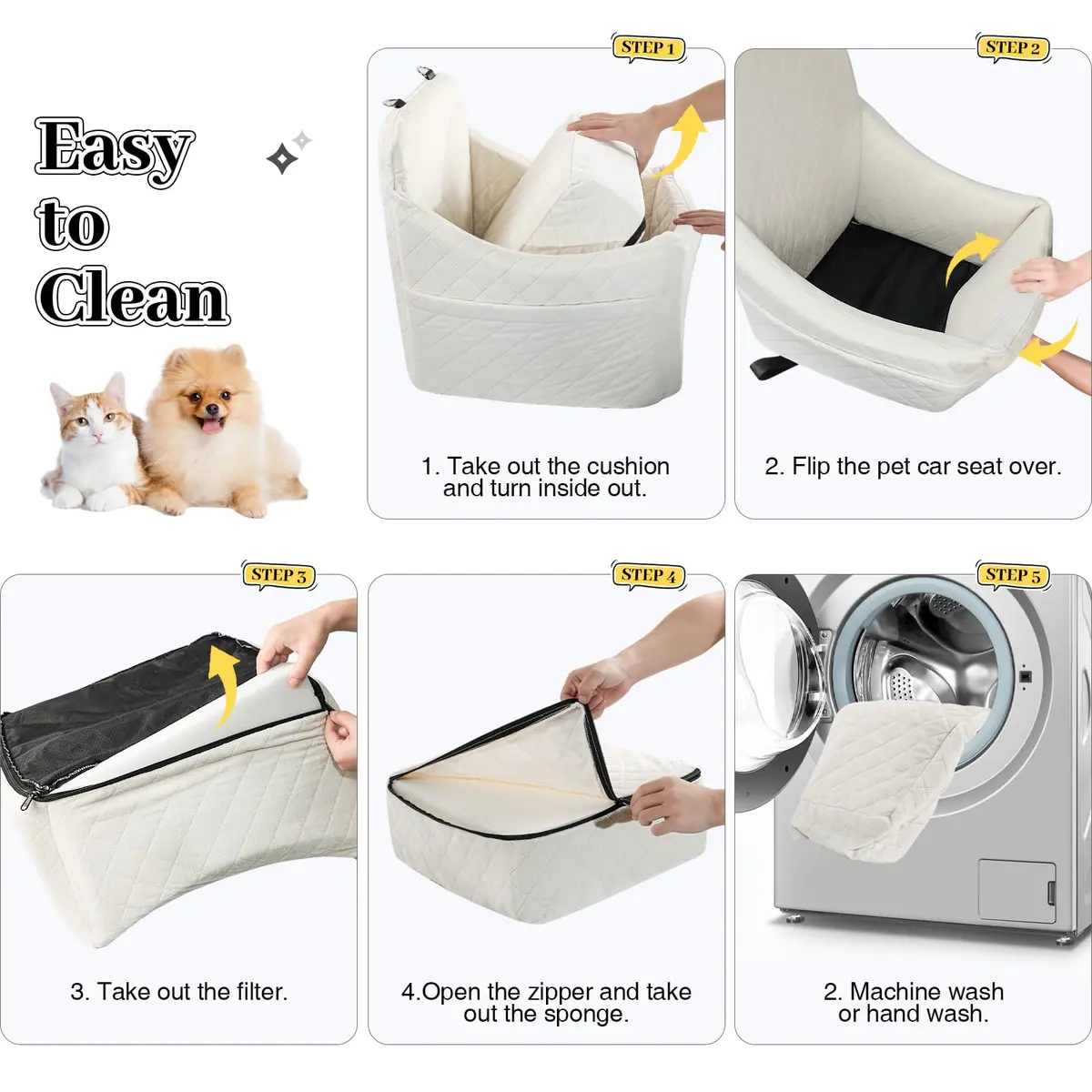 INDYBUD Dog Car Seat for Dogs up to 35lbs | Adjustable, Washable & Safe Travel Companion - view 4