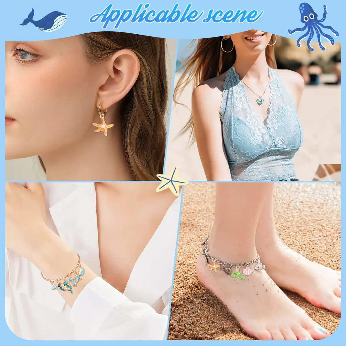 Acejoz 150 Pcs Ocean Beach Sea Charms for Jewelry Making and Crafting | Assorted Summer Sea Shells - view 5