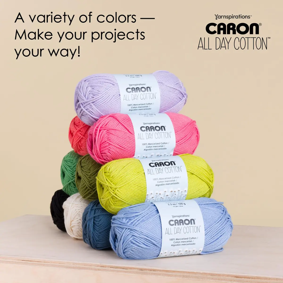 Caron All Day Cotton Yarn Red Lip 100g (3.52 oz) | Mercerized Cotton for Knitting & Crochet - view 6
