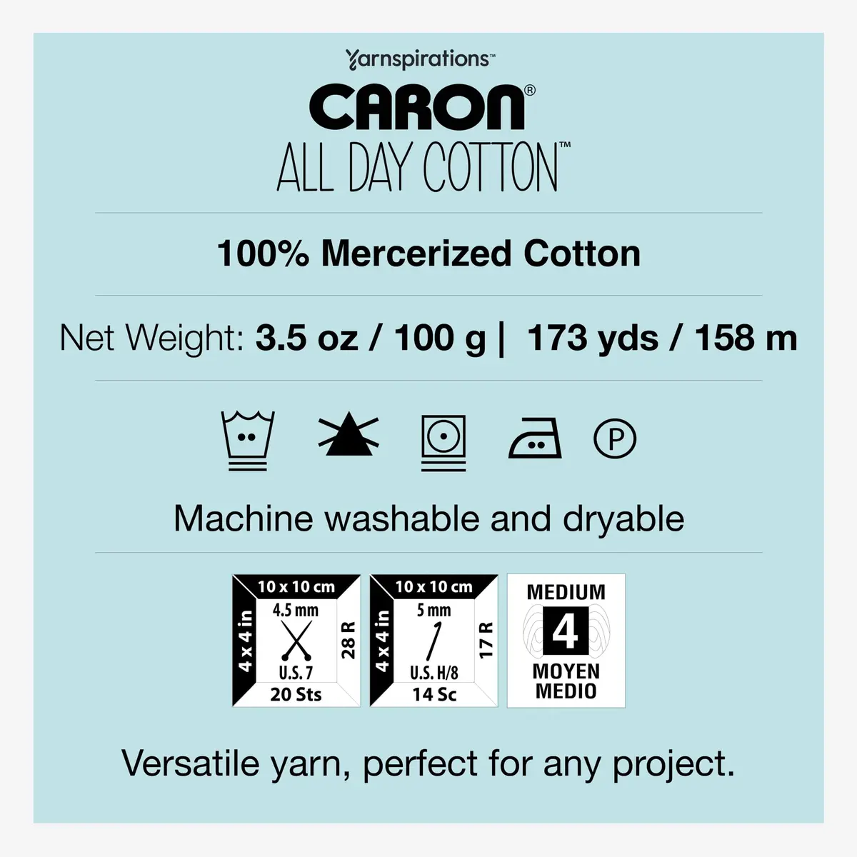 Caron All Day Cotton Yarn Red Lip 100g (3.52 oz) | Mercerized Cotton for Knitting & Crochet - view 7