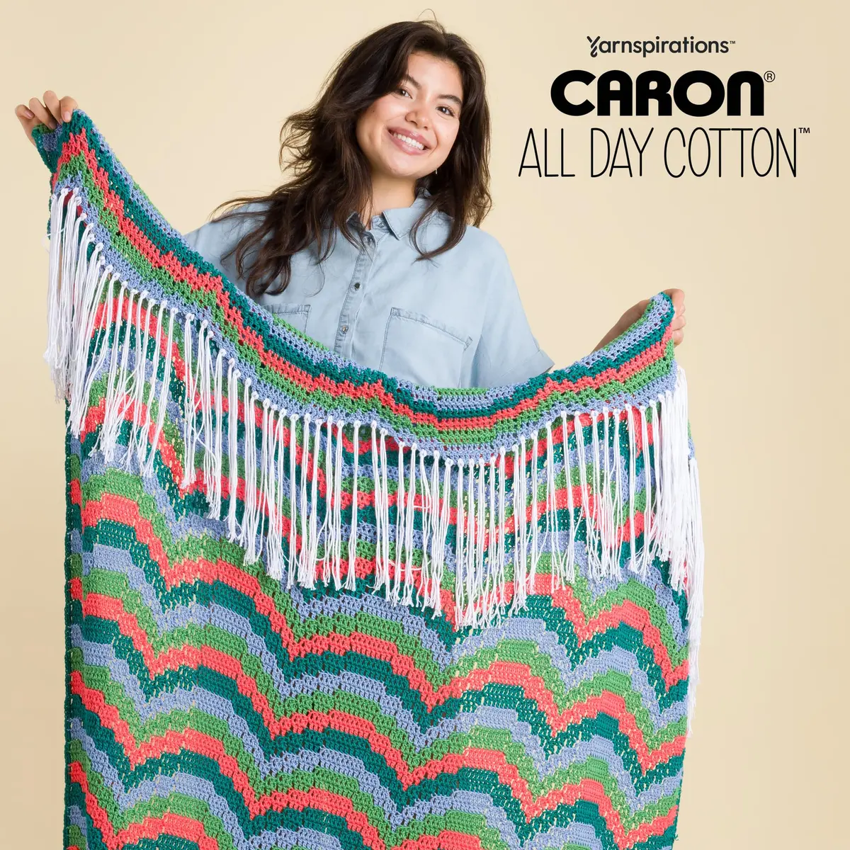 Caron All Day Cotton Yarn Red Lip 100g (3.52 oz) | Mercerized Cotton for Knitting & Crochet - view 9