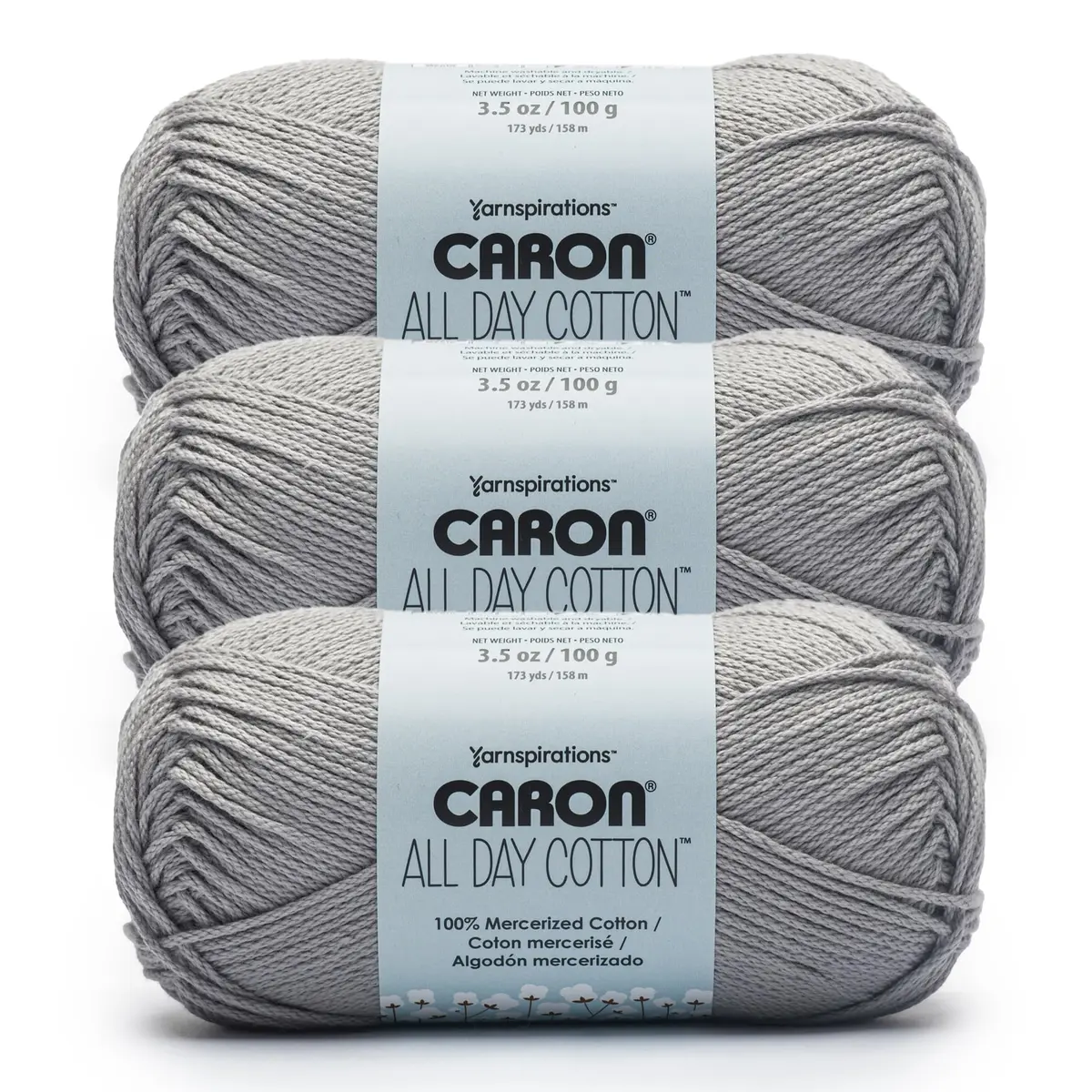 Caron All Day Cotton Yarn for Crocheting 100g/3.5oz | Soft Mercerized Cotton for All Projects - main product image
