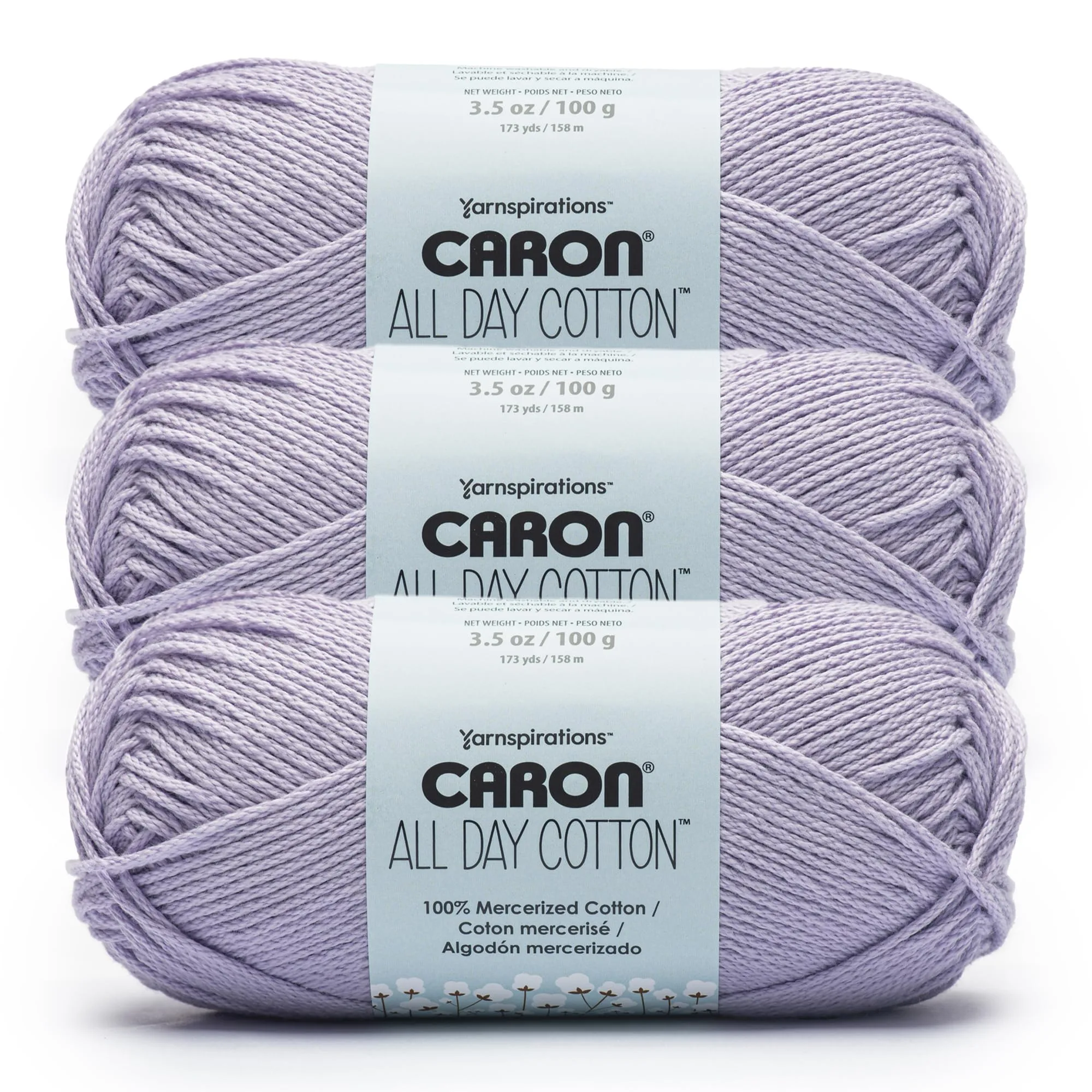 Caron All Day Cotton Yarn 3 Pack Mauve | Soft Mercerized Cotton for Crochet & Knitting - main product image