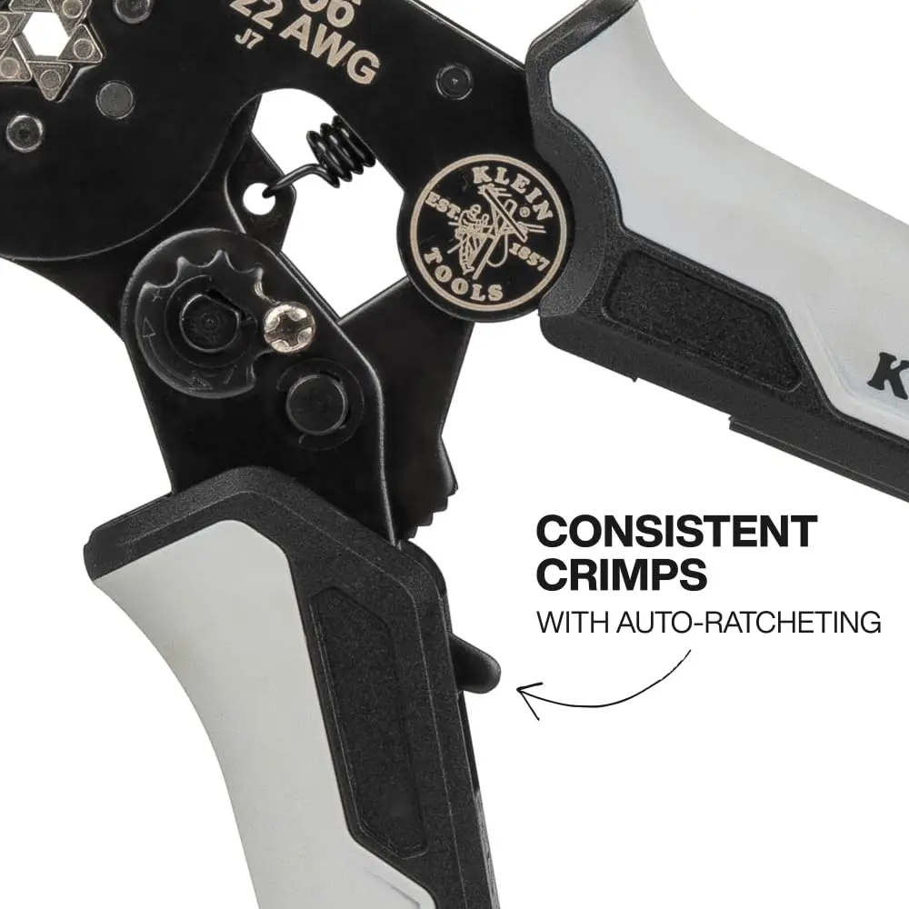 Klein Tools Ferrule Crimping Tool Hex Crimper for 10-22 AWG Wire Terminals | Adjustable Ratchet - view 5