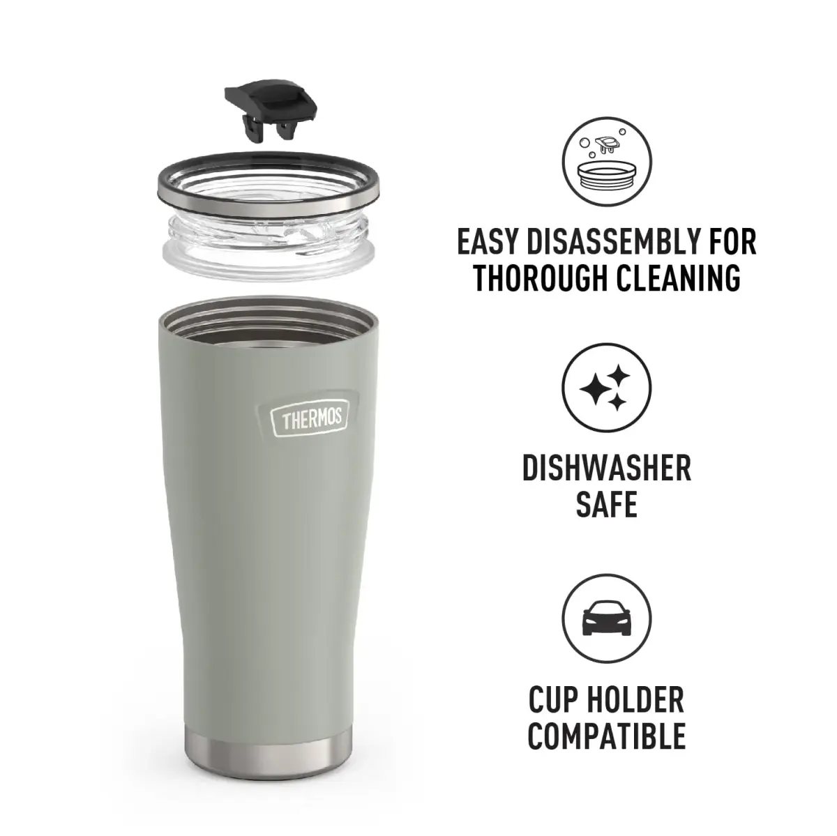 THERMOS Icon Series 24oz Stainless Steel Tumbler with Slide Lock Lid | 710ml (24 fl oz) Vacuum Insulated Tumbler - view 3