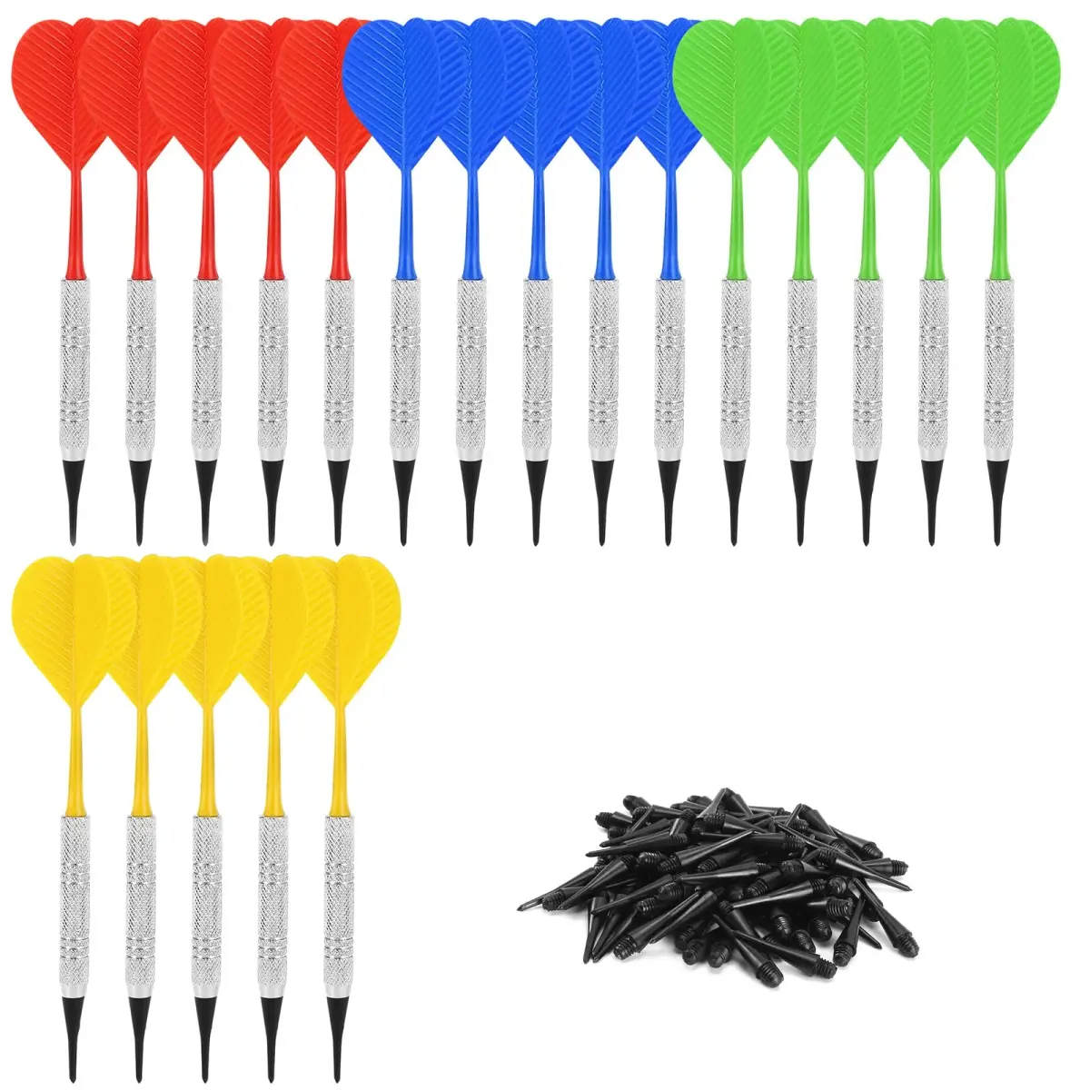 Accmor Black 20 Pack Soft Tip Darts Set with 100 Extra 2BA Tips | 14.8cm (5.8 inch) Darts for Electronic Dartboards - main product image