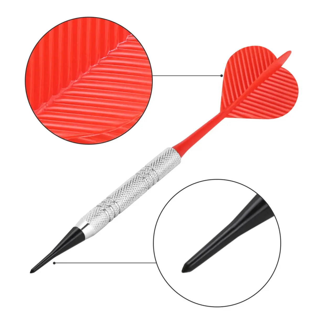 Accmor Black 20 Pack Soft Tip Darts Set with 100 Extra 2BA Tips | 14.8cm (5.8 inch) Darts for Electronic Dartboards - view 3