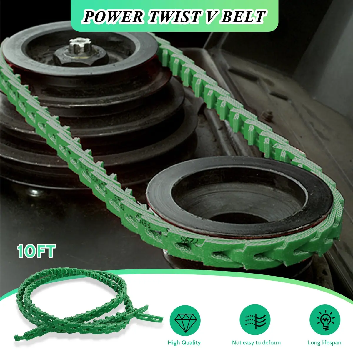 Poweka Adjustable Link V-Belt 120" (304.8 cm) | Easy Install, Vibration-Free, USA-Sourced - view 4