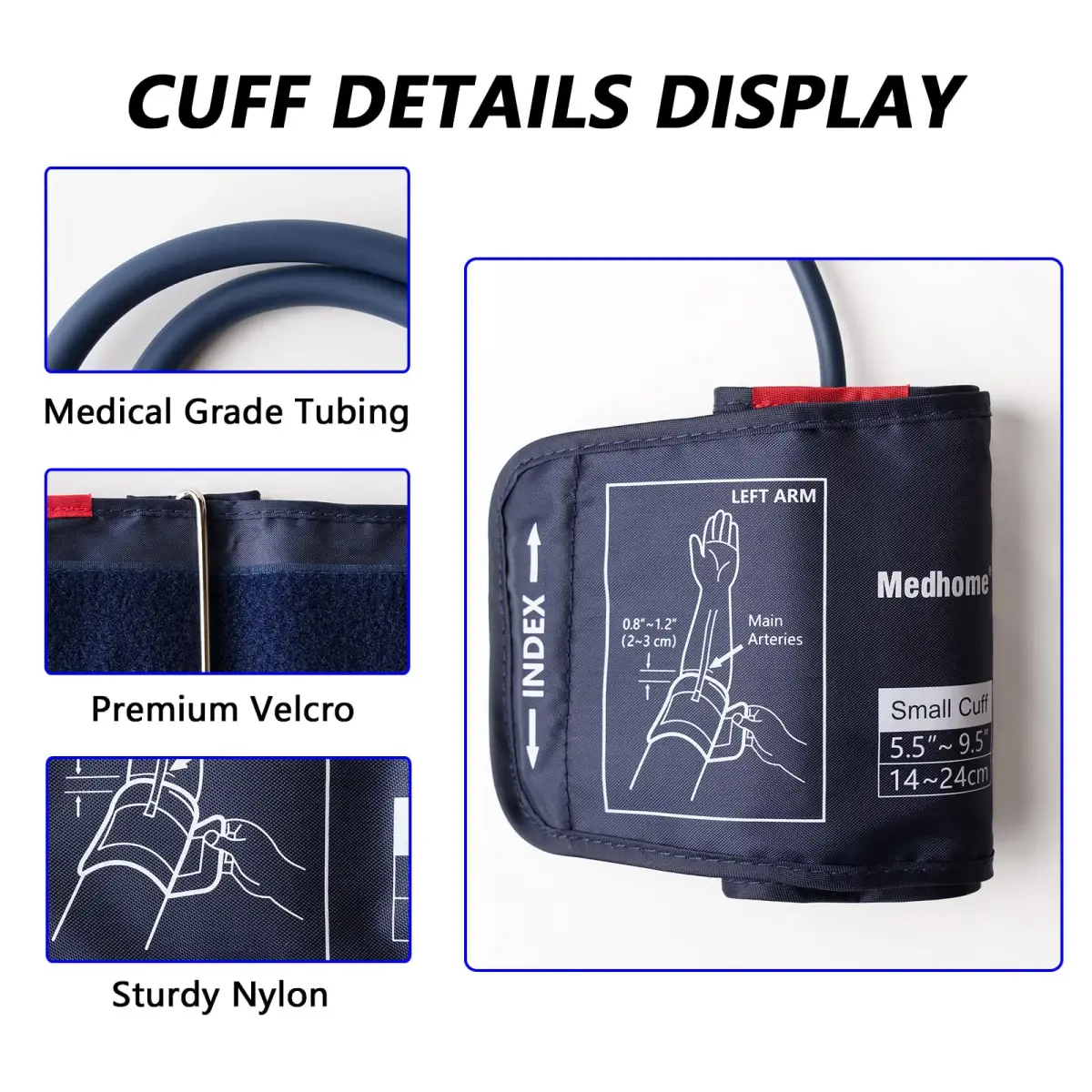 Medhome Small Blood Pressure Cuff 14-24cm (5.5"-9.5") | Accurate & Compatible Replacement BP Cuff for Small Arms - view 2