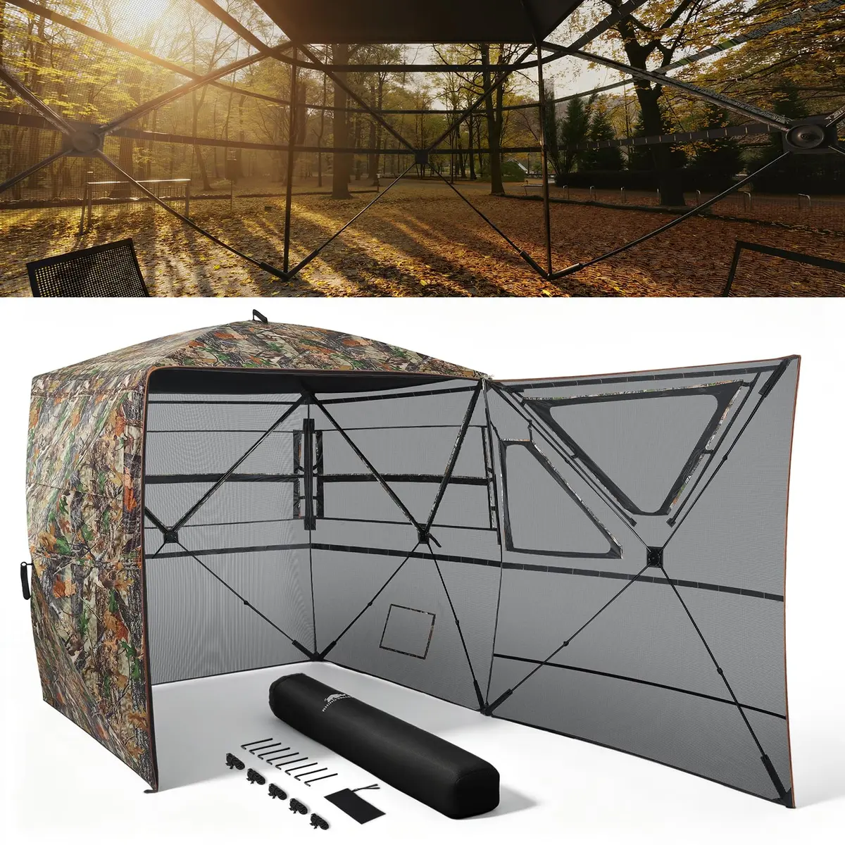 Rhino Valley Hunting Blind 360° See Through, 2-3 Person Pop Up Hunting Tent | Concealed Shelter with Silent Windows - main product image