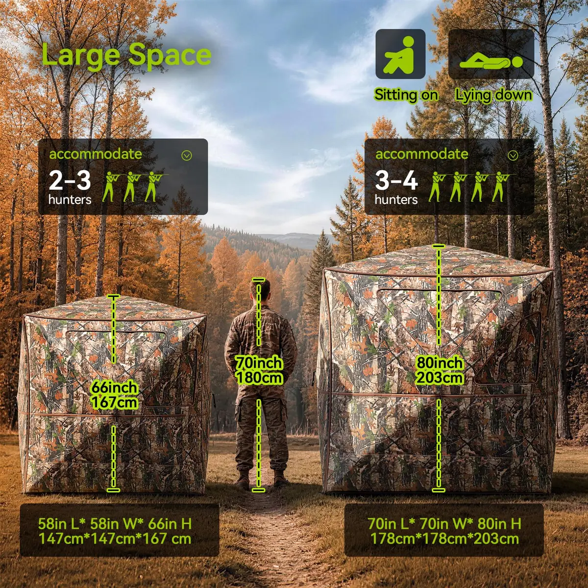Rhino Valley Hunting Blind 360° See Through, 2-3 Person Pop Up Hunting Tent | Concealed Shelter with Silent Windows - view 5