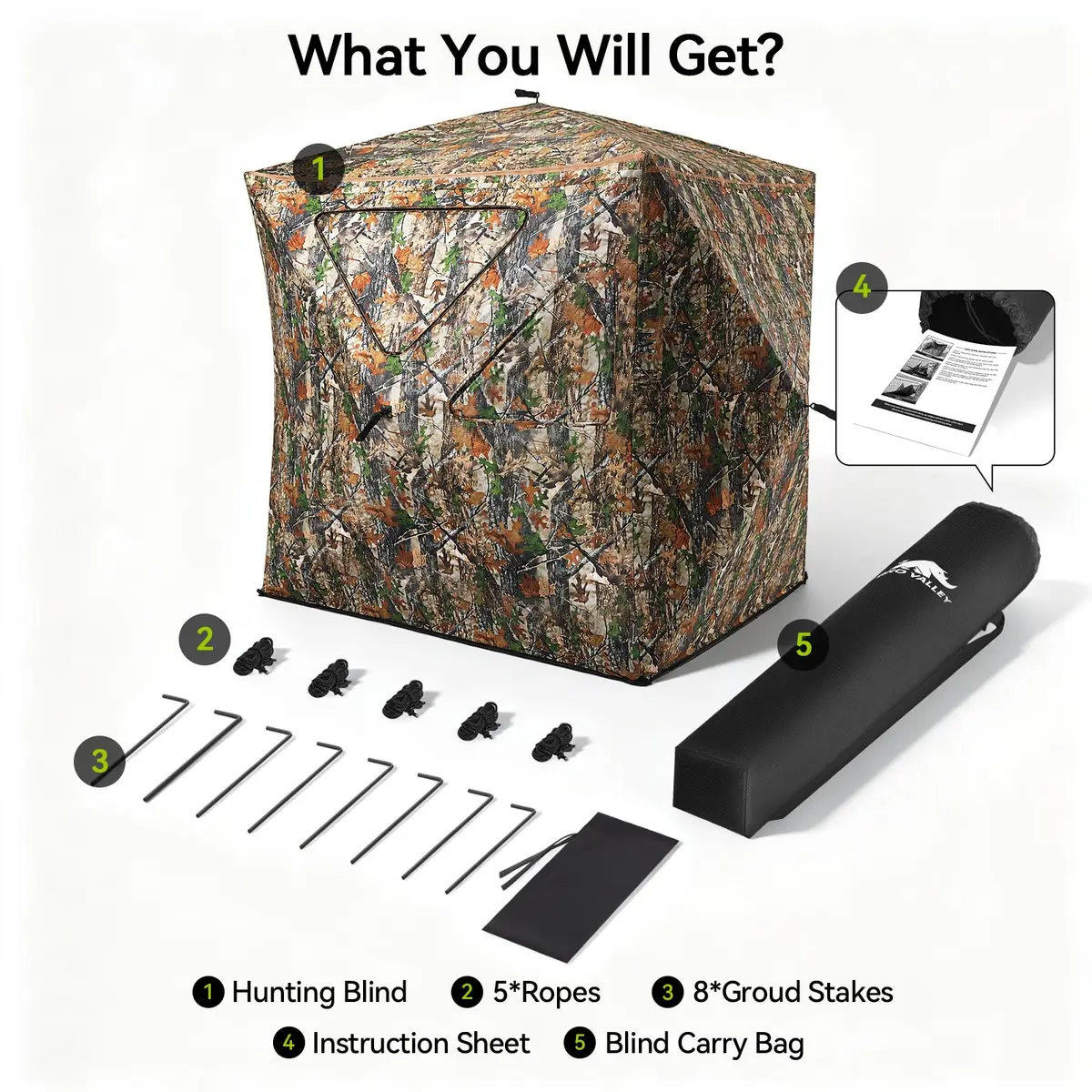 Rhino Valley Hunting Blind 360° See Through, 2-3 Person Pop Up Hunting Tent | Concealed Shelter with Silent Windows - view 7