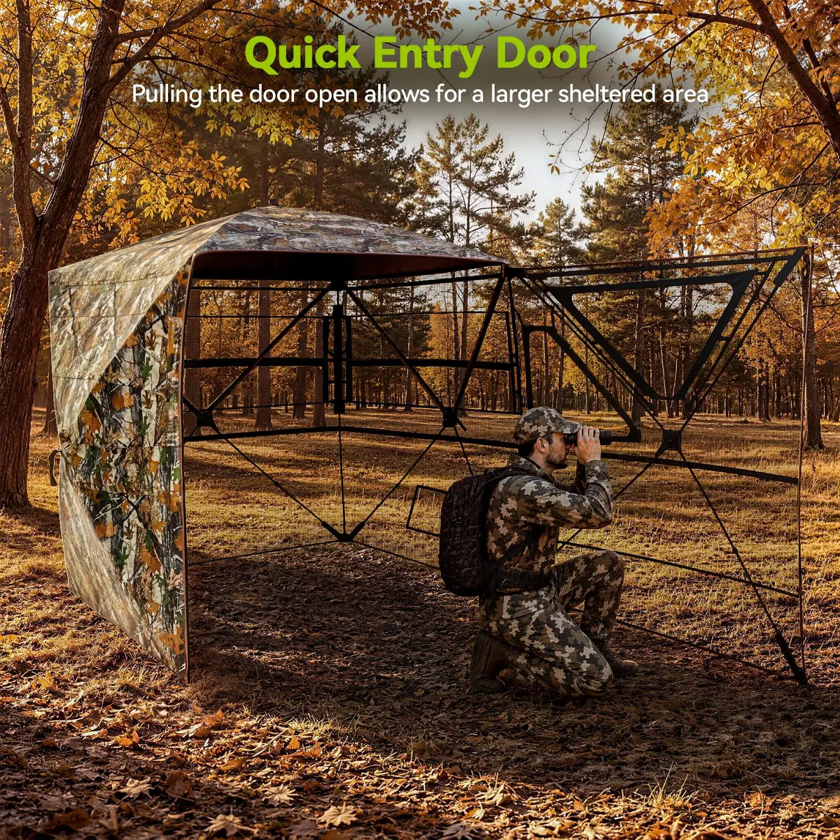 Rhino Valley Hunting Blind 360° See Through, 2-3 Person Pop Up Hunting Tent | Concealed Shelter with Silent Windows - view 3