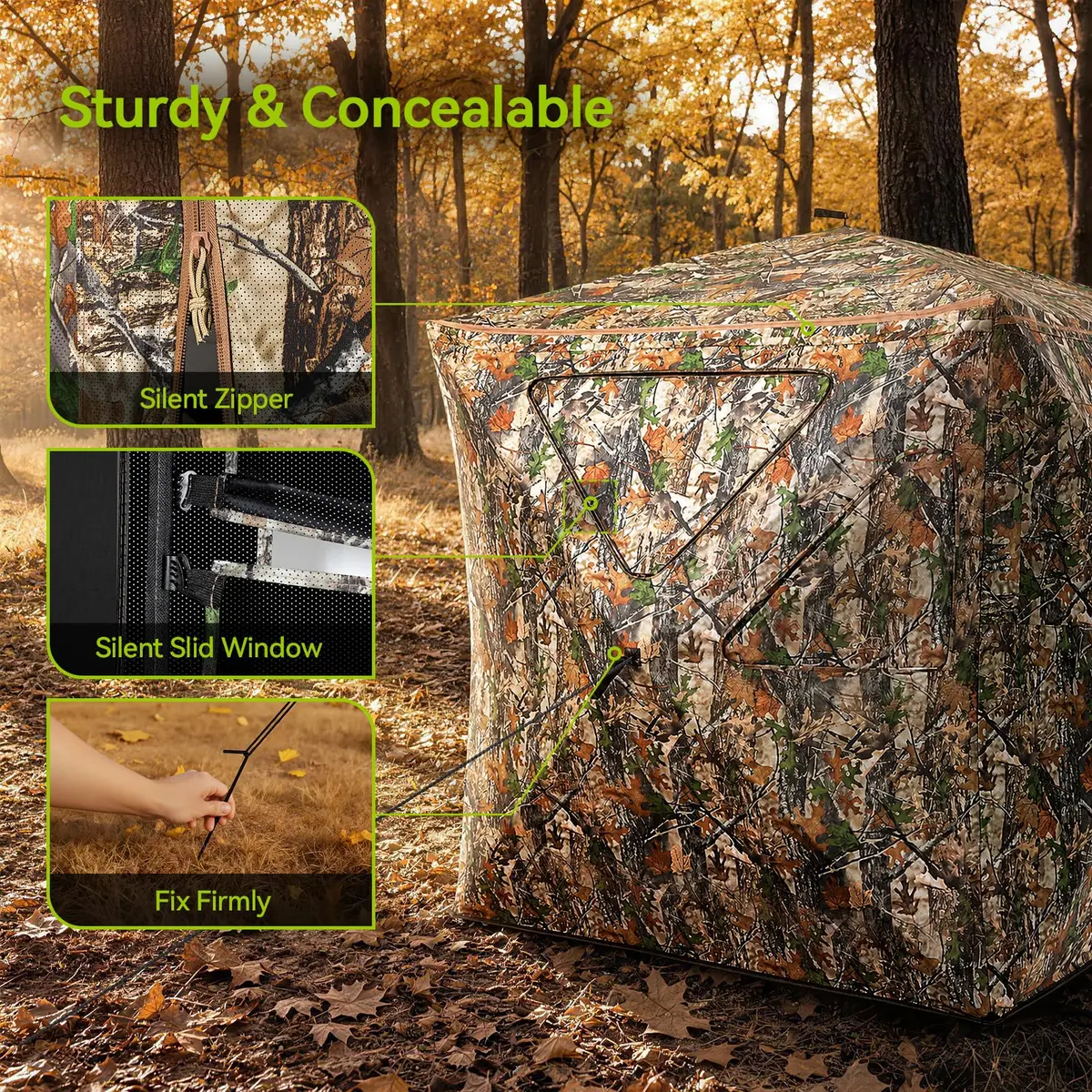 Rhino Valley Hunting Blind 360° See Through, 2-3 Person Pop Up Hunting Tent | Concealed Shelter with Silent Windows - view 4