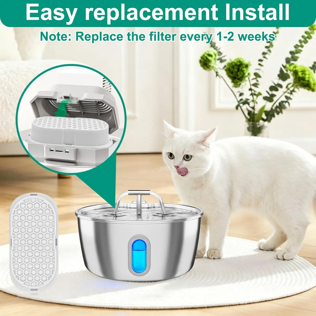Pure Realm Cat Fountain Filters 6 Pack | Activated Carbon & Manganese Sand Odor Control - view 3