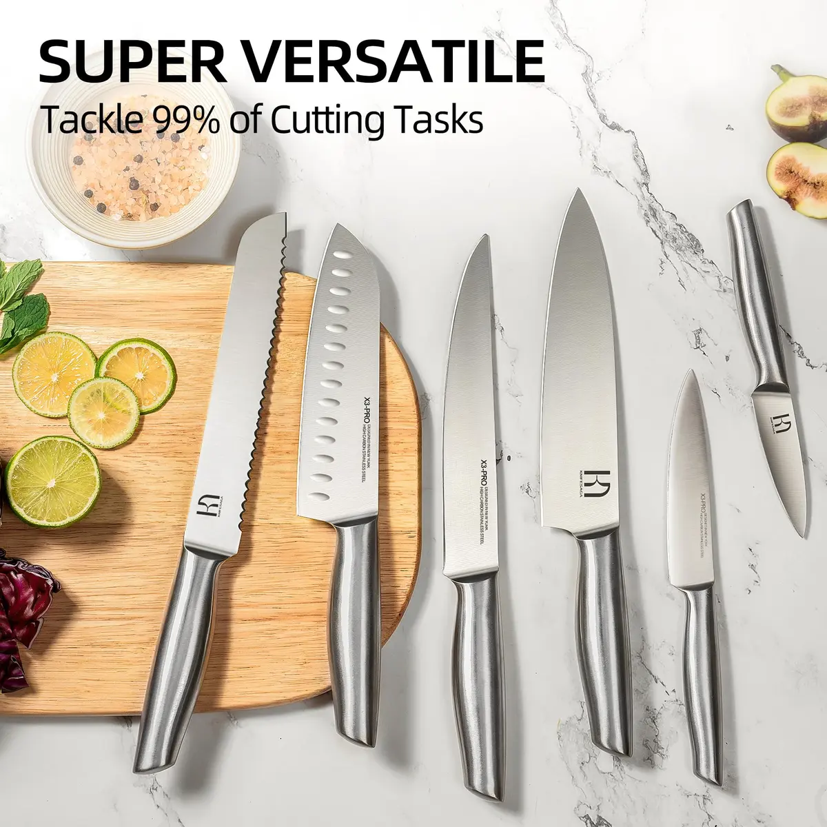 KnifeSaga 14 Pcs Knife Set with Block, Premium, Razor Sharp, Japanese Steel | 14-Piece Kitchen Knife Collection - view 7