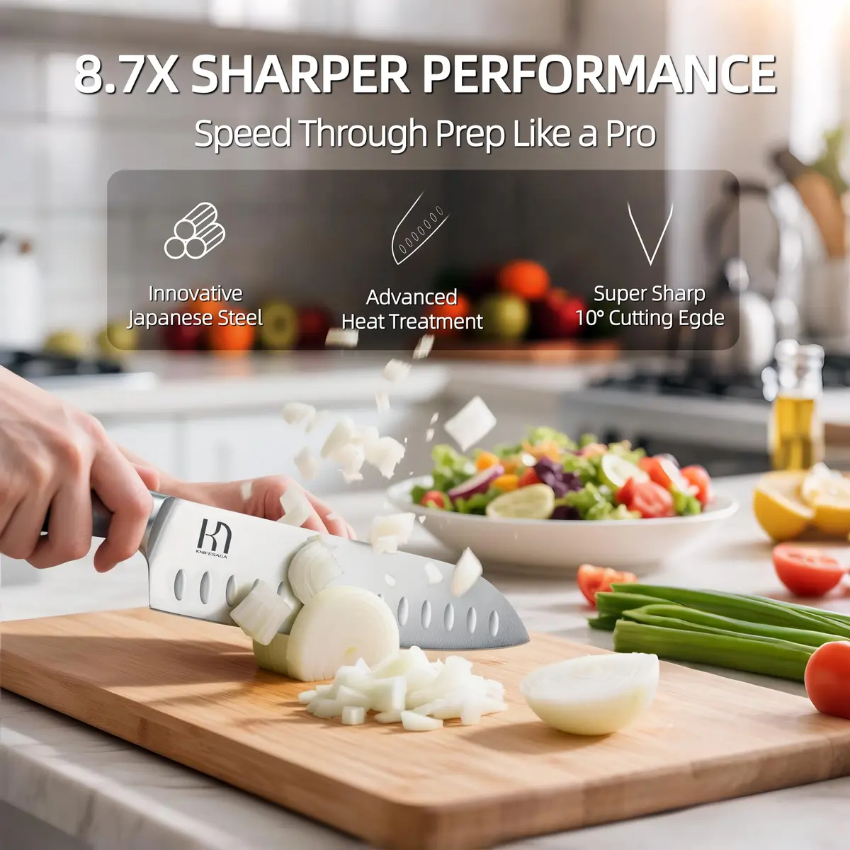 KnifeSaga 14 Pcs Knife Set with Block, Premium, Razor Sharp, Japanese Steel | 14-Piece Kitchen Knife Collection - view 2