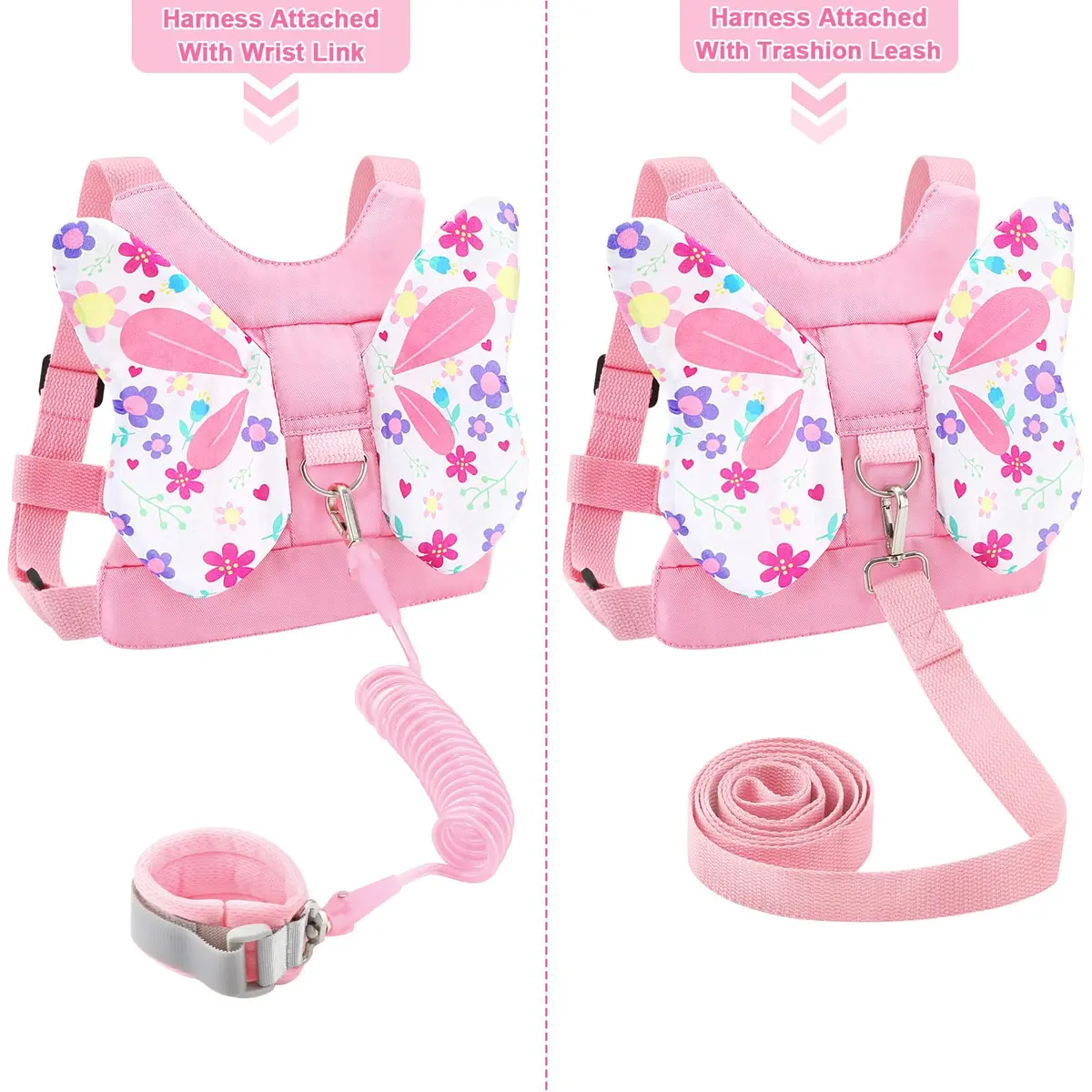 Accmor Toddler Harness Leash, Cute Butterfly Kids Leash + Anti Lost Wrist Link for Outdoor Travel, Adorable Child Walking Harness Wristband Assistant Strap Belt Keep Kids Close for Baby Boys Girls - view 4