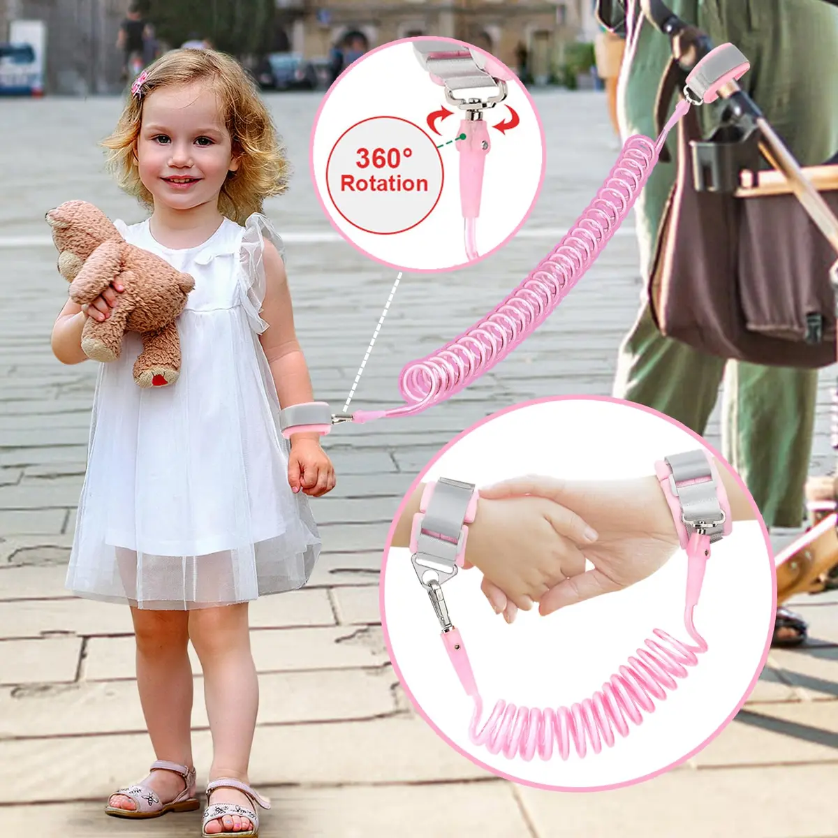 Accmor Toddler Harness Leash, Cute Butterfly Kids Leash + Anti Lost Wrist Link for Outdoor Travel, Adorable Child Walking Harness Wristband Assistant Strap Belt Keep Kids Close for Baby Boys Girls - view 7
