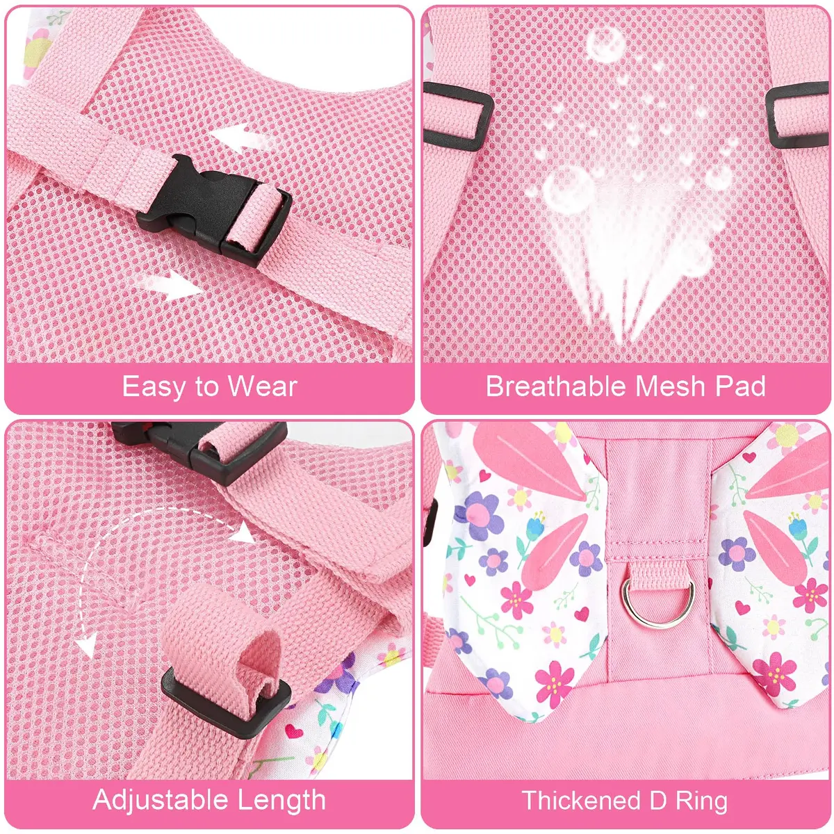 Accmor Toddler Harness Leash, Cute Butterfly Kids Leash + Anti Lost Wrist Link for Outdoor Travel, Adorable Child Walking Harness Wristband Assistant Strap Belt Keep Kids Close for Baby Boys Girls - view 3