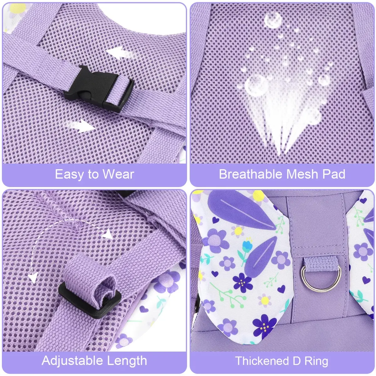Accmor Light Purple/Flower Butterfly Toddler Harness Leash with Anti-Lost Wrist Link for Girls - view 3