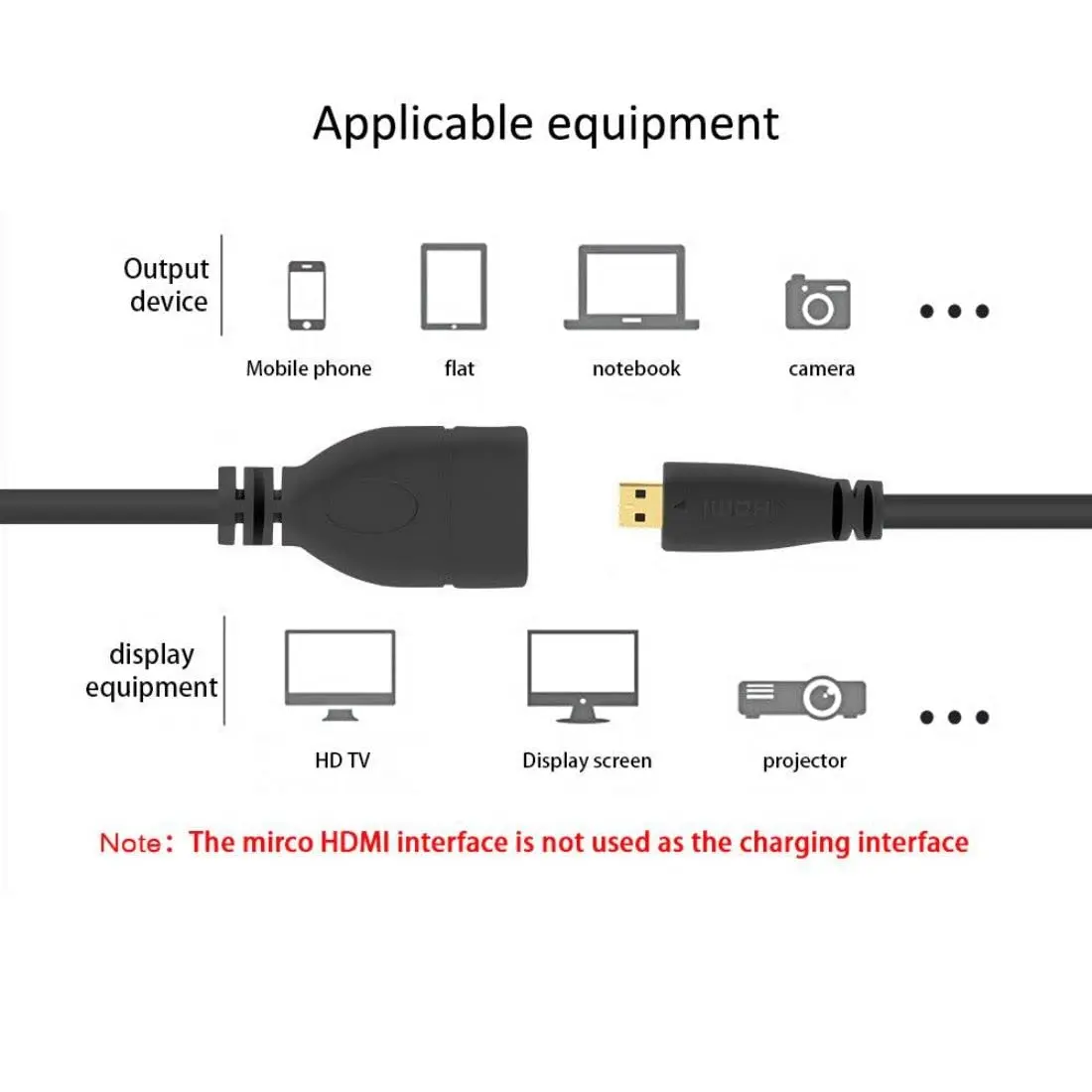 chenyang Micro HDMI Male to HDMI Female 4K60hz HDTV 90 Degree UP Angled Cable Adapter for Displays Monitor Camera 10cm | True HD Connection - view 3