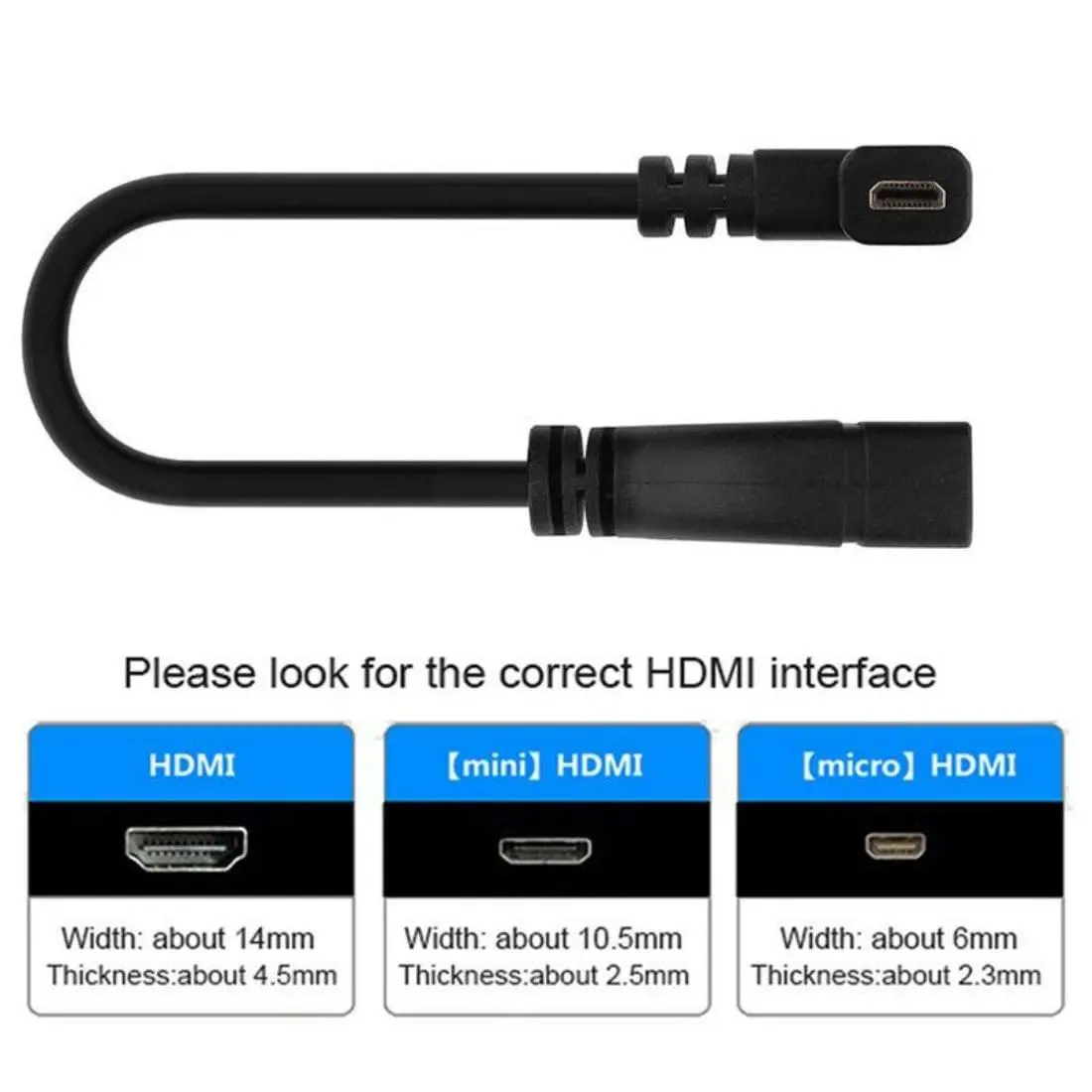 chenyang Micro HDMI Male to HDMI Female 4K60hz HDTV 90 Degree UP Angled Cable Adapter for Displays Monitor Camera 10cm | True HD Connection - view 4