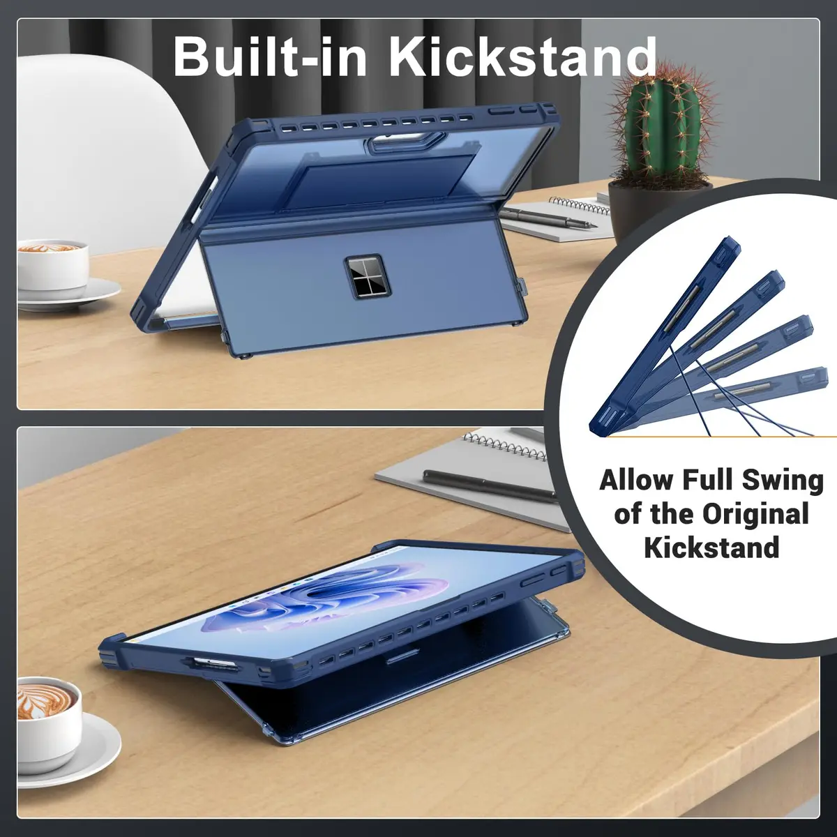 MoKo Blue Hybrid Protective Case for 13" Microsoft Surface Pro 12th 2026, Surface Pro 11/10/9 | Shockproof Kickstand Hand Strap - view 8