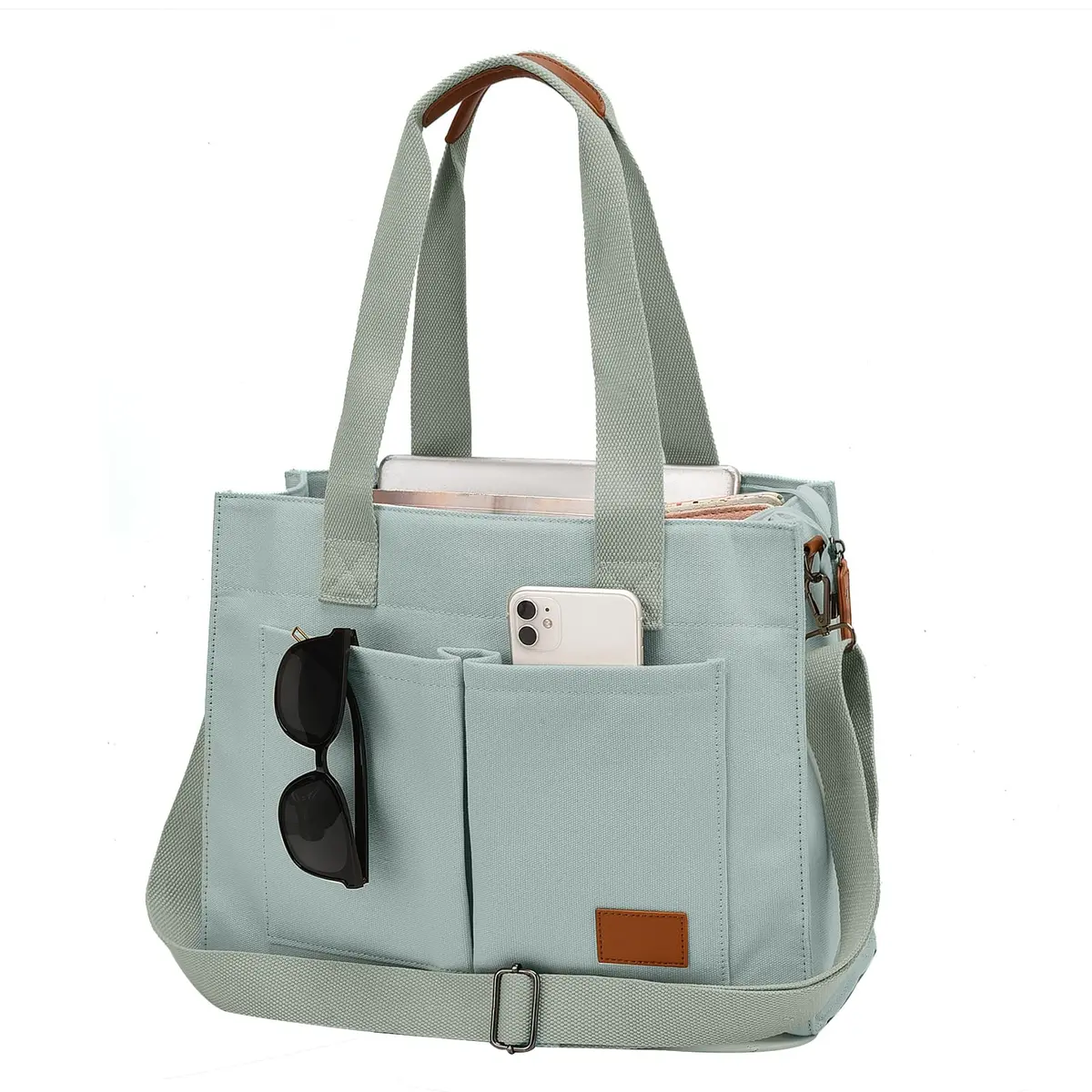 Barsine Canvas Laptop Tote Bag for Women | Fits 15.6" Laptop & Travel Ready - main product image